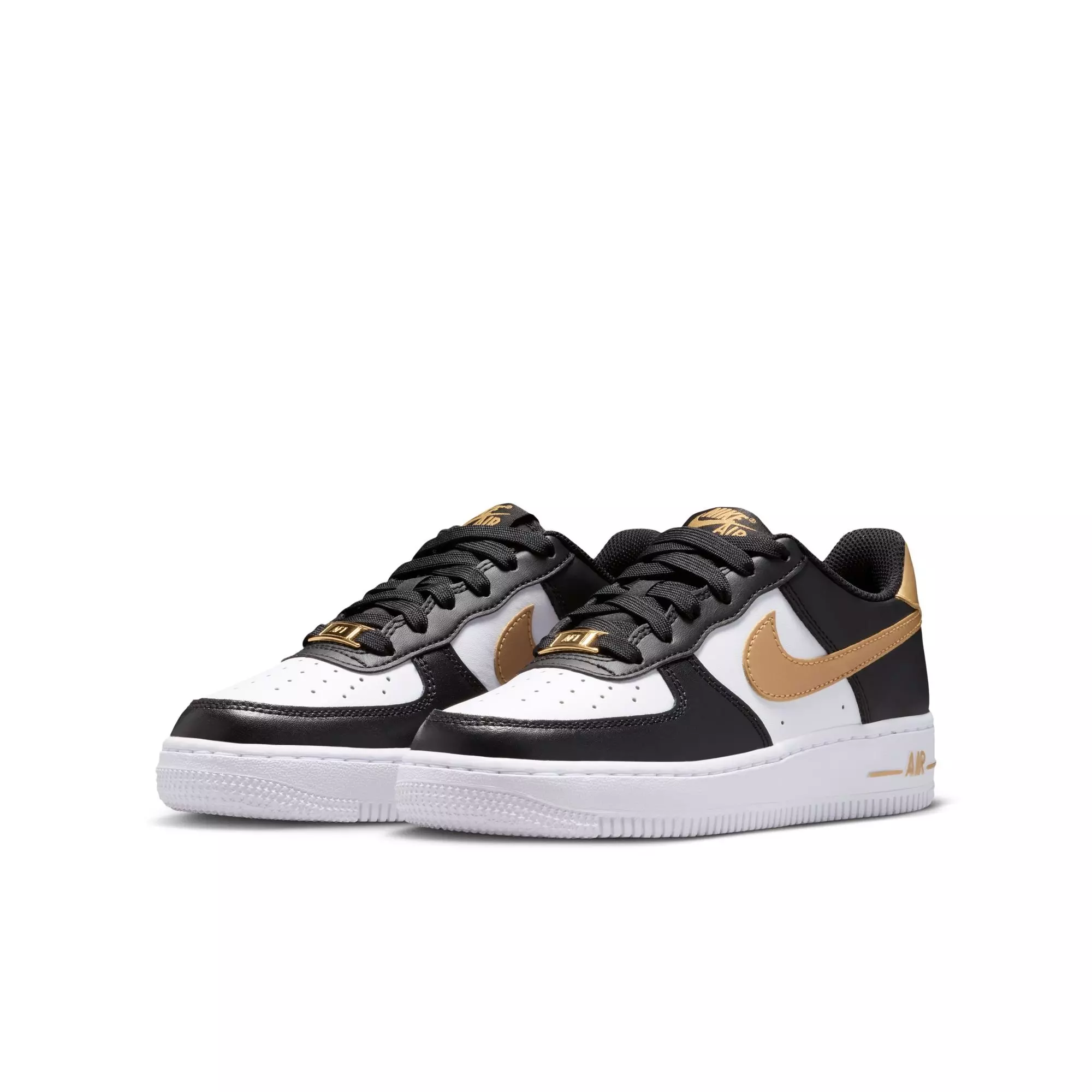 Nike Air Force 1 "Black/Metallic Gold/White" Grade School Girls' Shoe - BLACK/GOLD