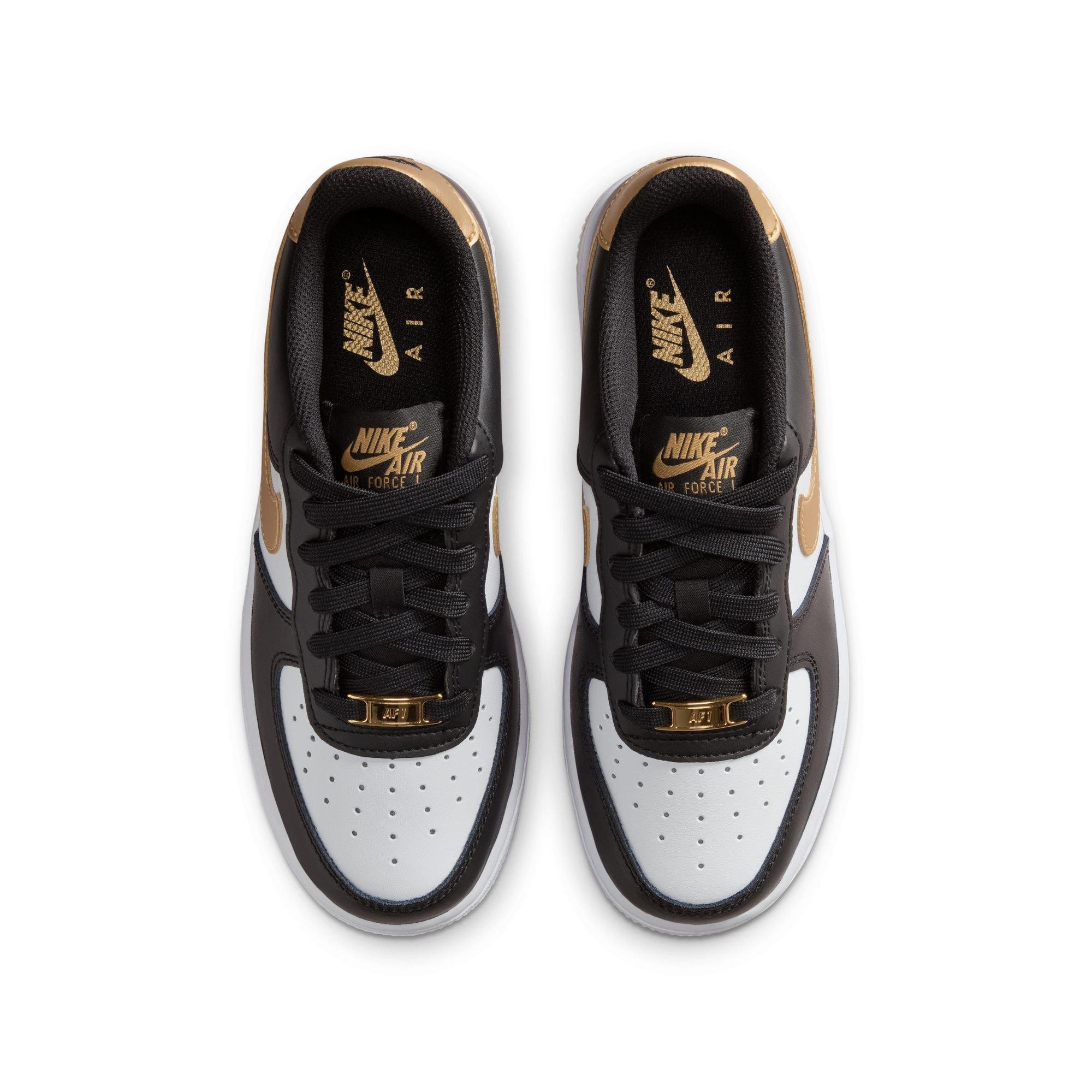 Nike Air Force 1 Grade School Girls' "Black/Metallic Gold/White" Shoe