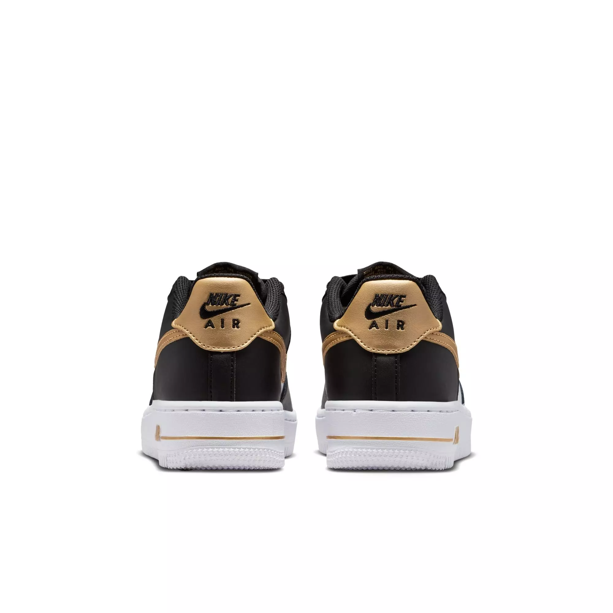 Nike Air Force 1 "Black/Metallic Gold/White" Grade School Girls' Shoe - BLACK/GOLD