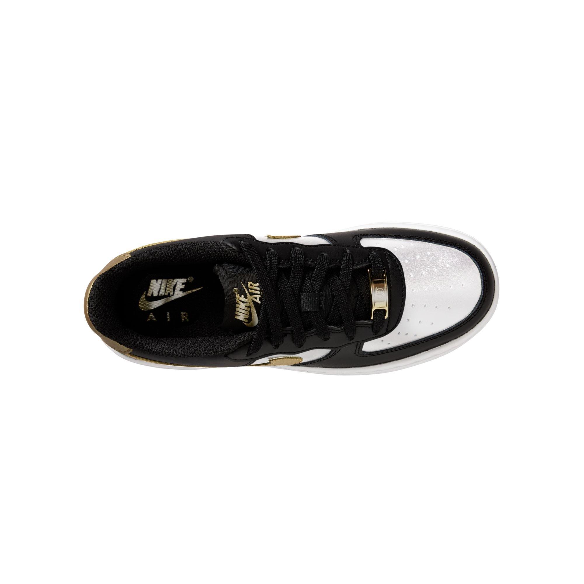 Nike Air Force 1 Grade School Girls' "Black/Metallic Gold/White" Shoe