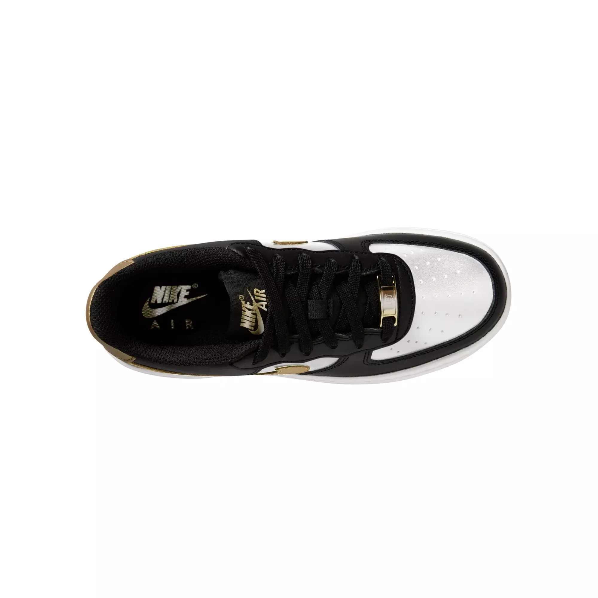 Nike Air Force 1 "Black/Metallic Gold/White" Grade School Girls' Shoe - BLACK/GOLD