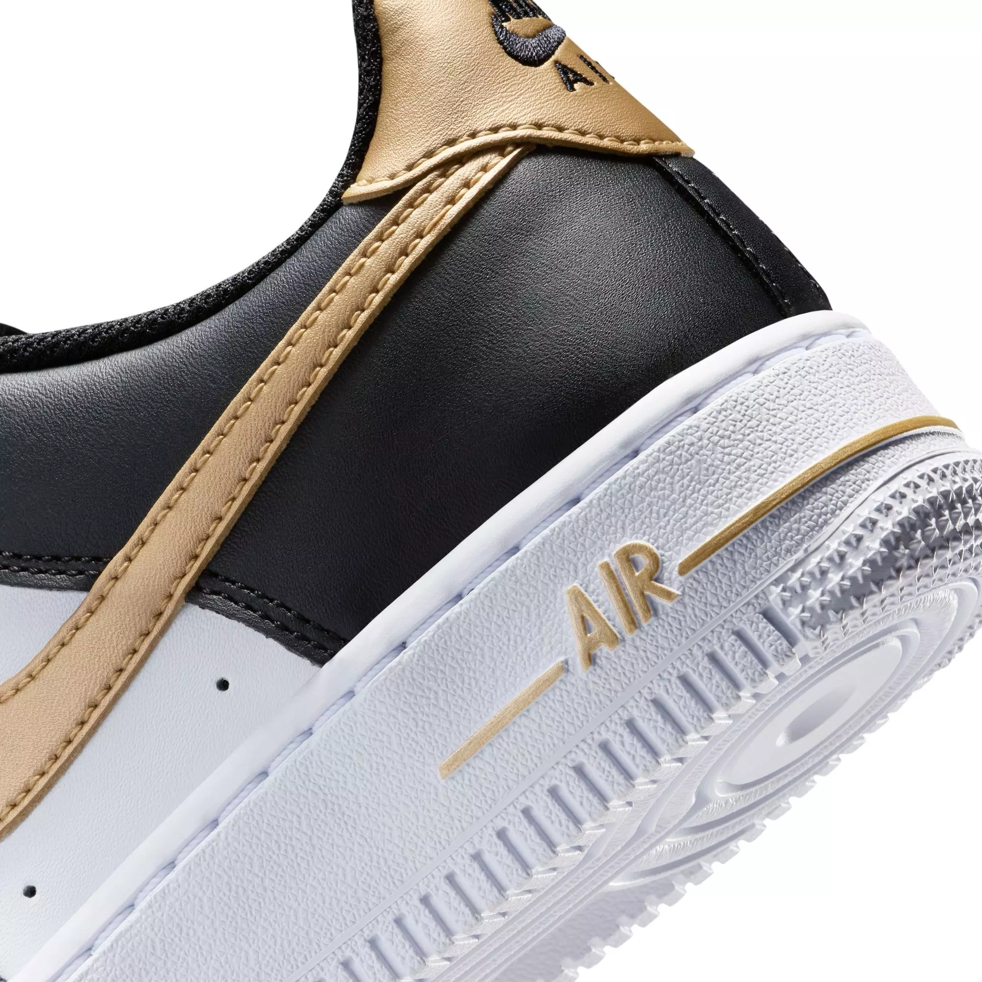 Nike Air Force 1 "Black/Metallic Gold/White" Grade School Girls' Shoe - BLACK/GOLD