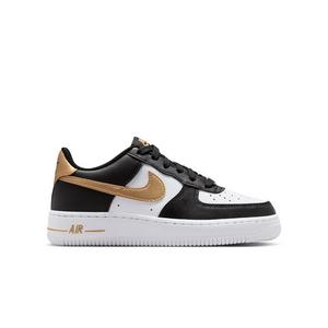 Nike Air Force 1 "Black/Metallic Gold/White" Grade School Girls' Shoe