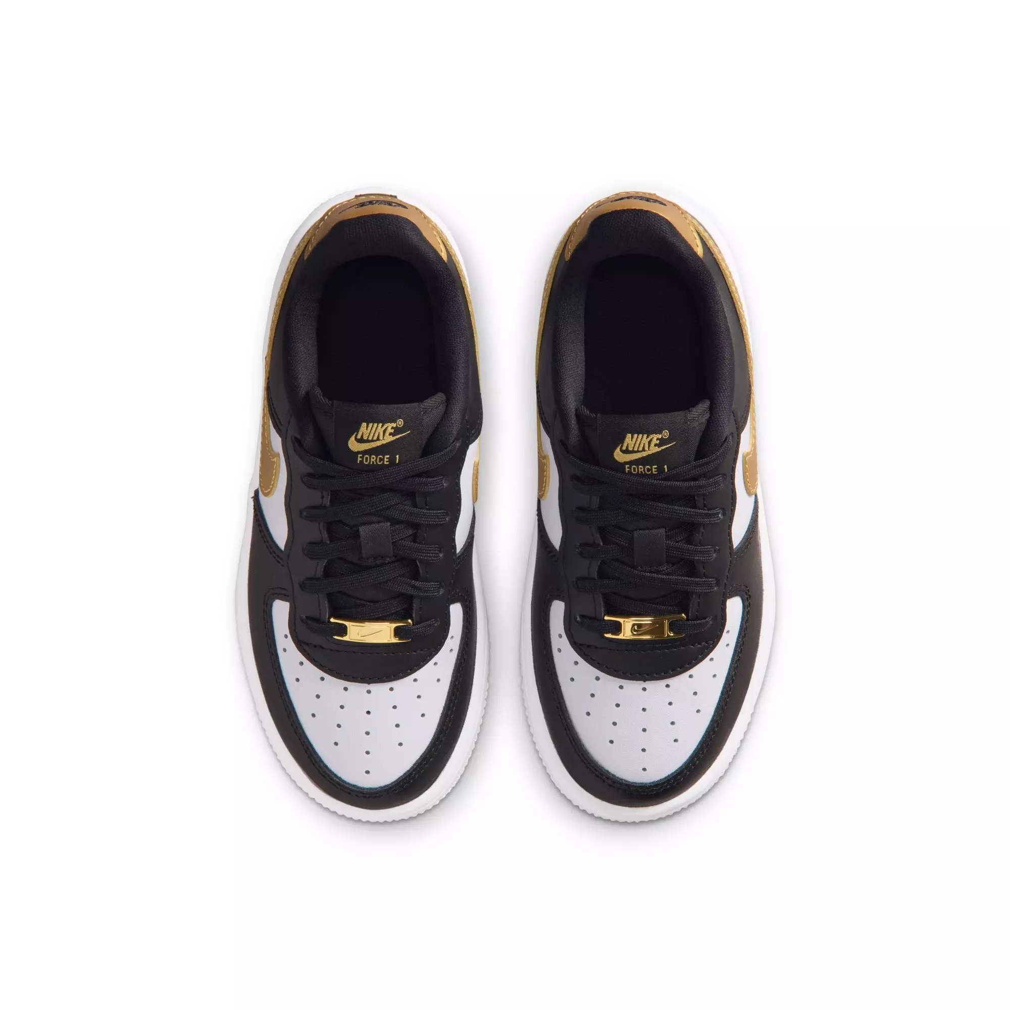 Nike Air Force 1 Low "Black/Metallic Gold/White" Preschool Girls' Shoe - BLACK/GOLD