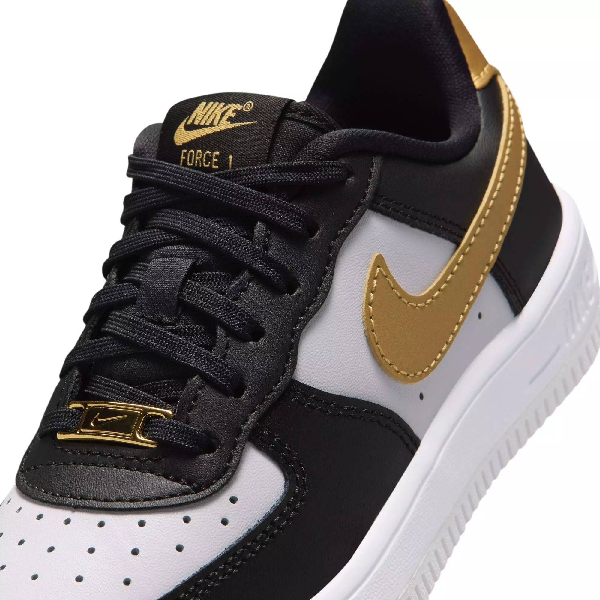 Nike Air Force 1 Low "Black/Metallic Gold/White" Preschool Girls' Shoe - BLACK/GOLD