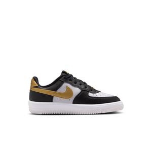 Nike Air Force 1 Low "Black/Metallic Gold/White" Preschool Girls' Shoe