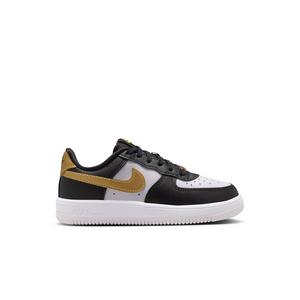 Nike Air Force 1 Low "Black/Metallic Gold/White" Preschool Girls' Shoe