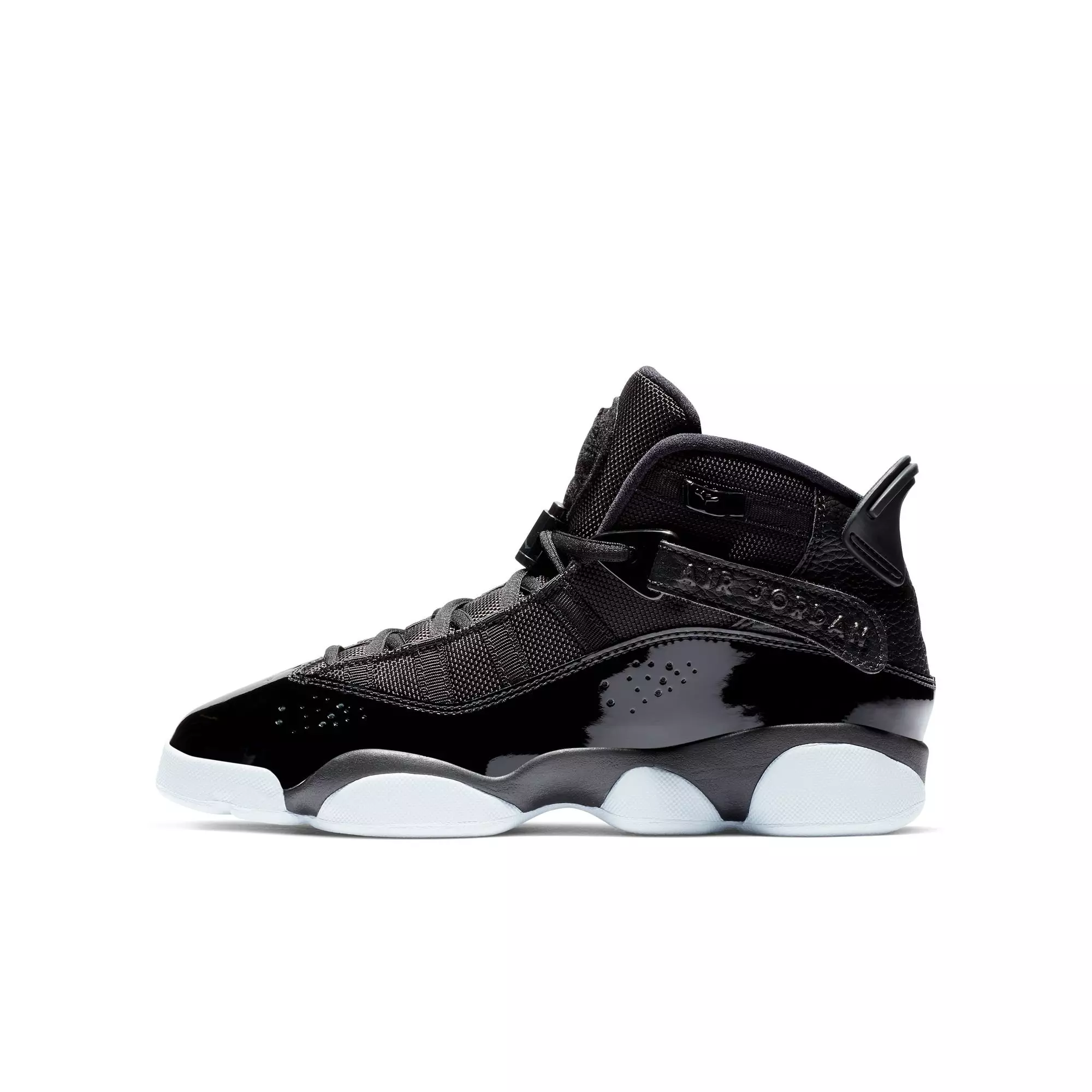 Jordan 6 Rings "Black/White" Grade School Boys' Shoe - BLACK