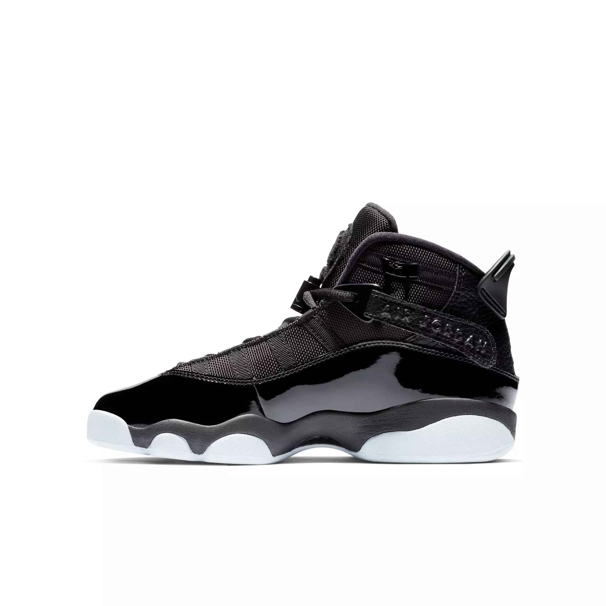 Jordan 6 Rings "Black/White" Grade School Boys' Shoe - BLACK