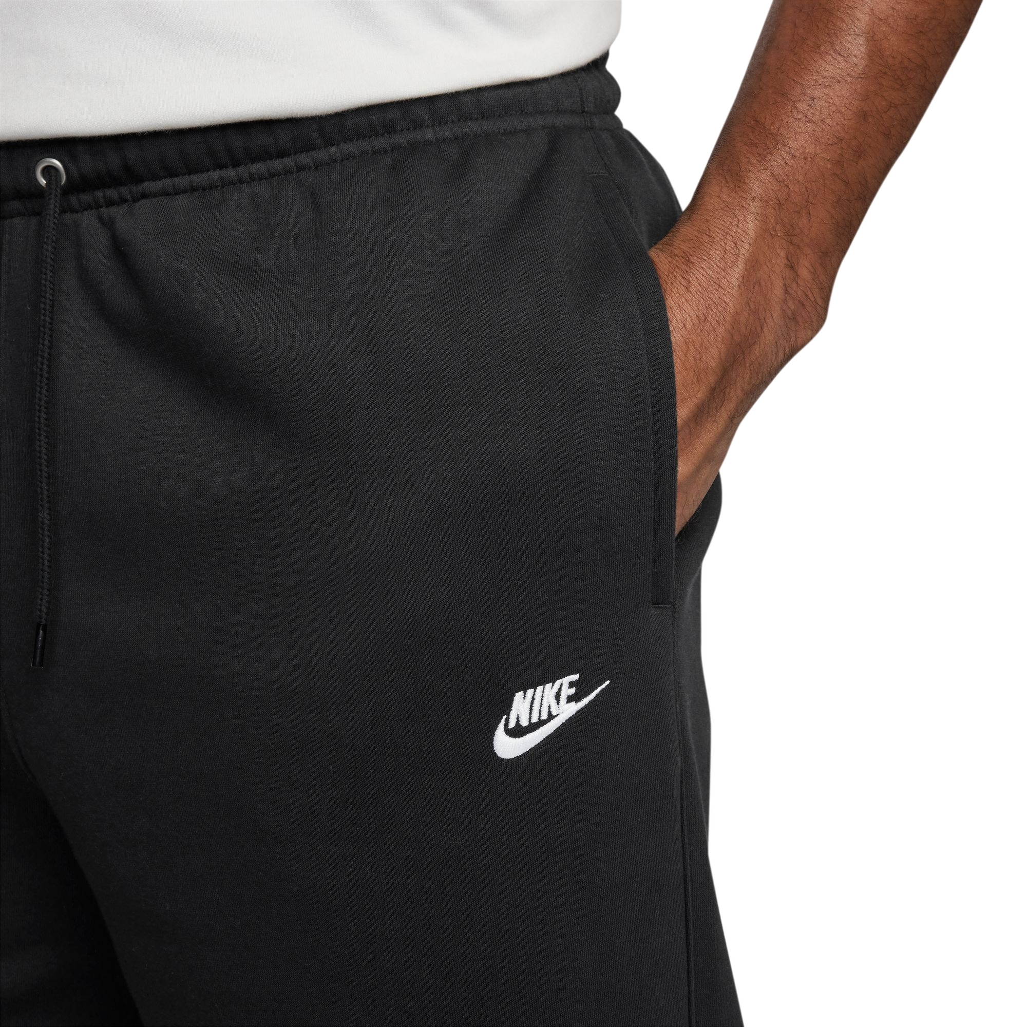 Nike Men's Club Open-Hem Fleece Pants - BLACK Thumbnail View 5