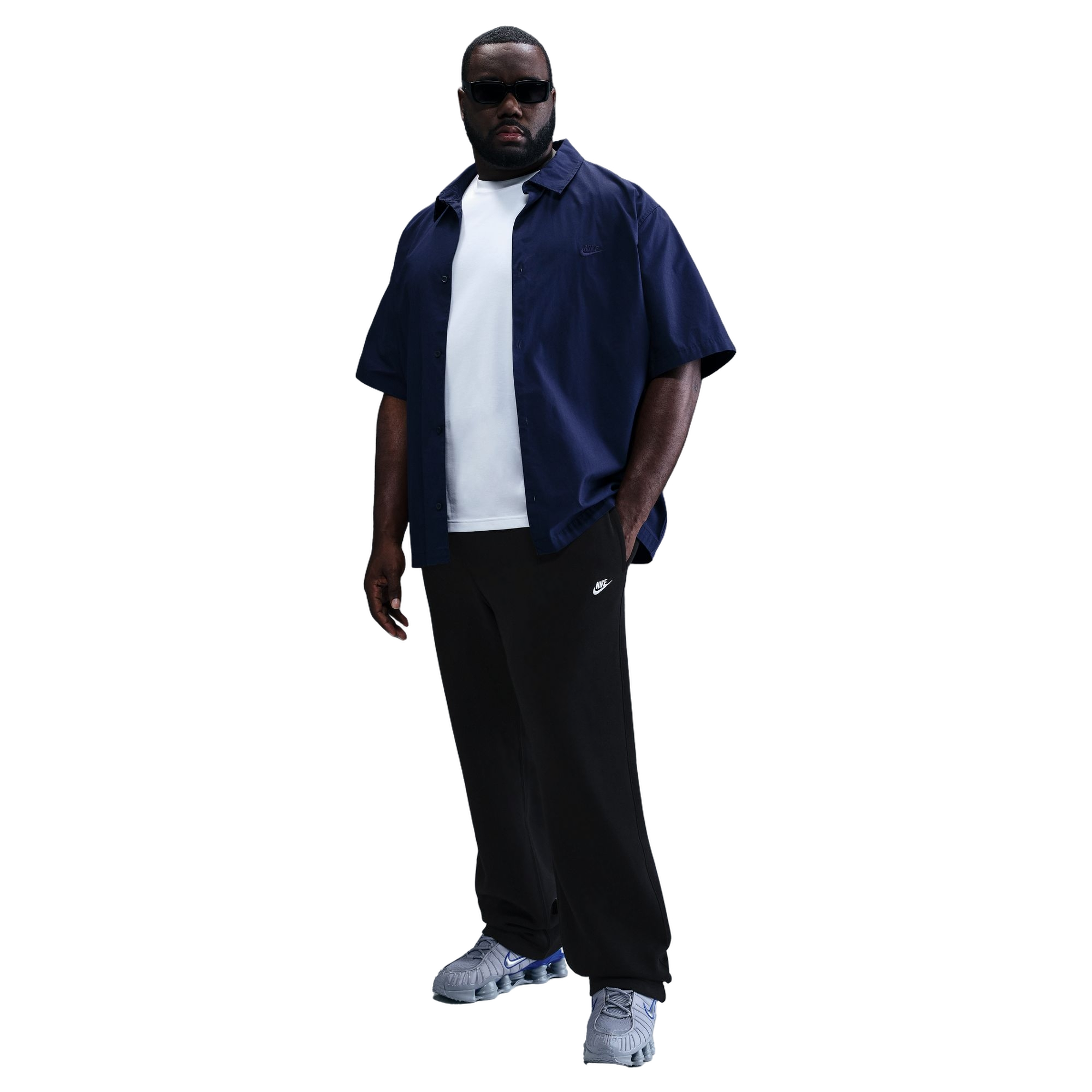 Nike Men's Club Open-Hem Fleece Pants - BLACK Thumbnail View 7