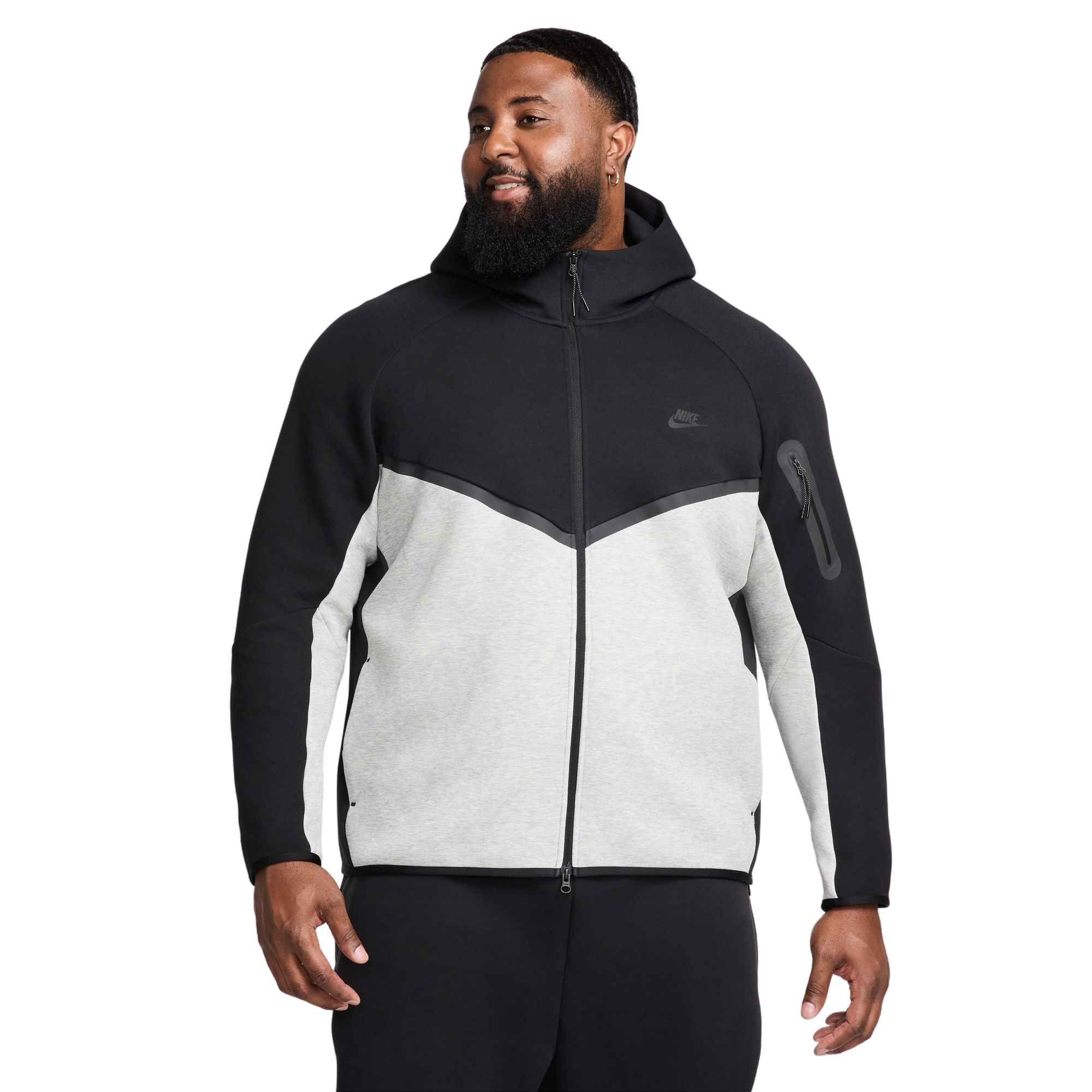 Nike Men's Tech Full-Zip Windrunner Jacket-Black/Grey - BLACK/GREY Thumbnail View 1