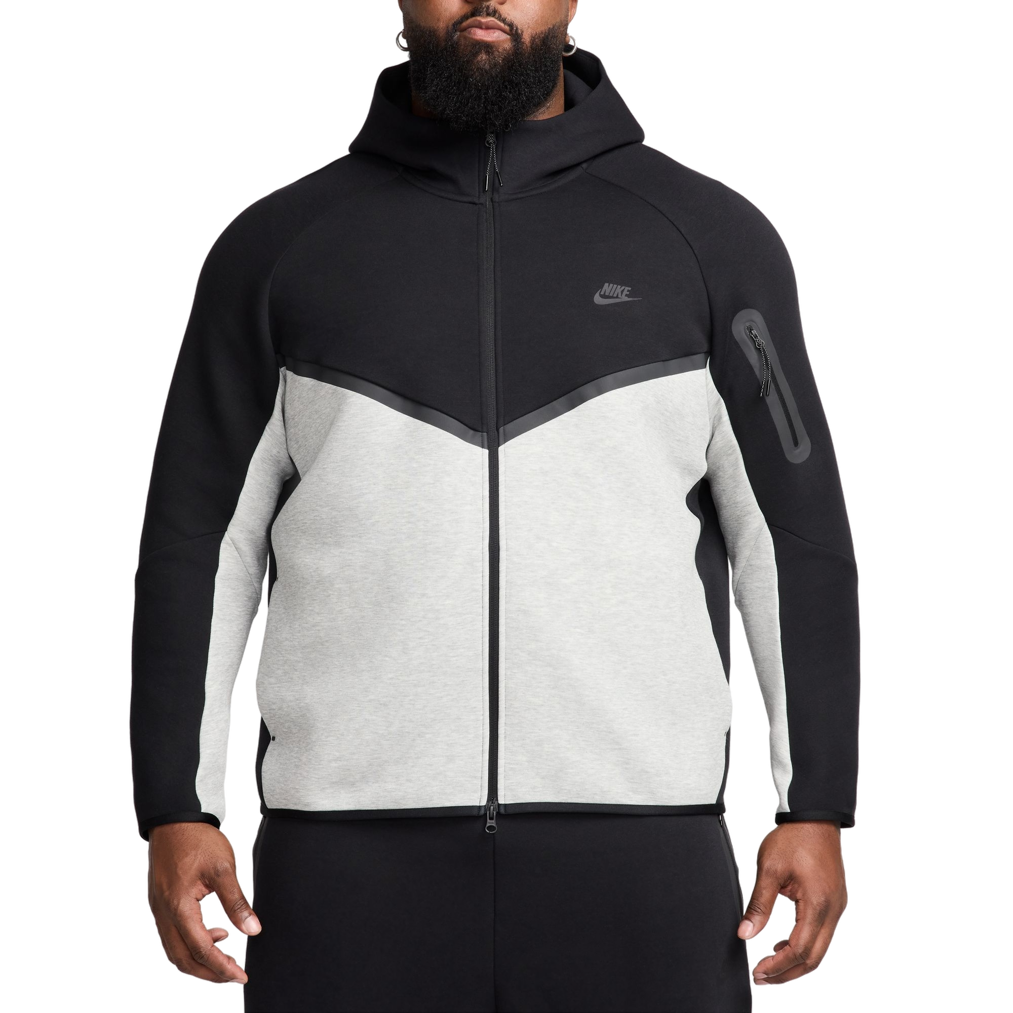 Nike Men's Tech Full-Zip Windrunner Jacket-Black/Grey - BLACK/GREY Thumbnail View 5