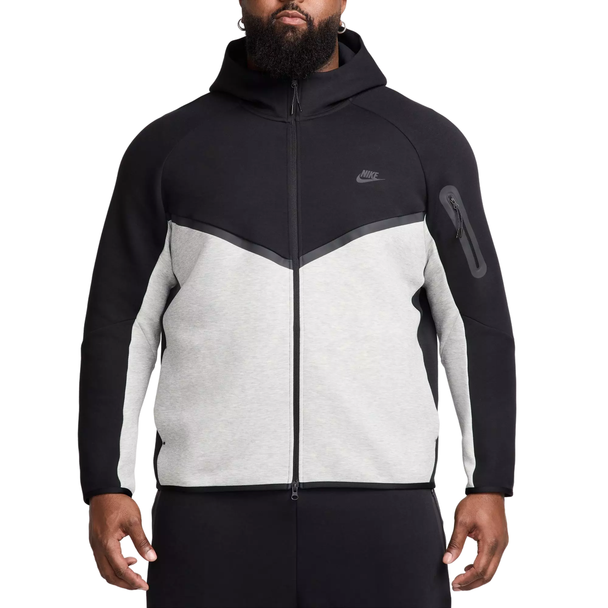Nike Men's Tech Full-Zip Windrunner Jacket-Black/Grey - BLACK/GREY