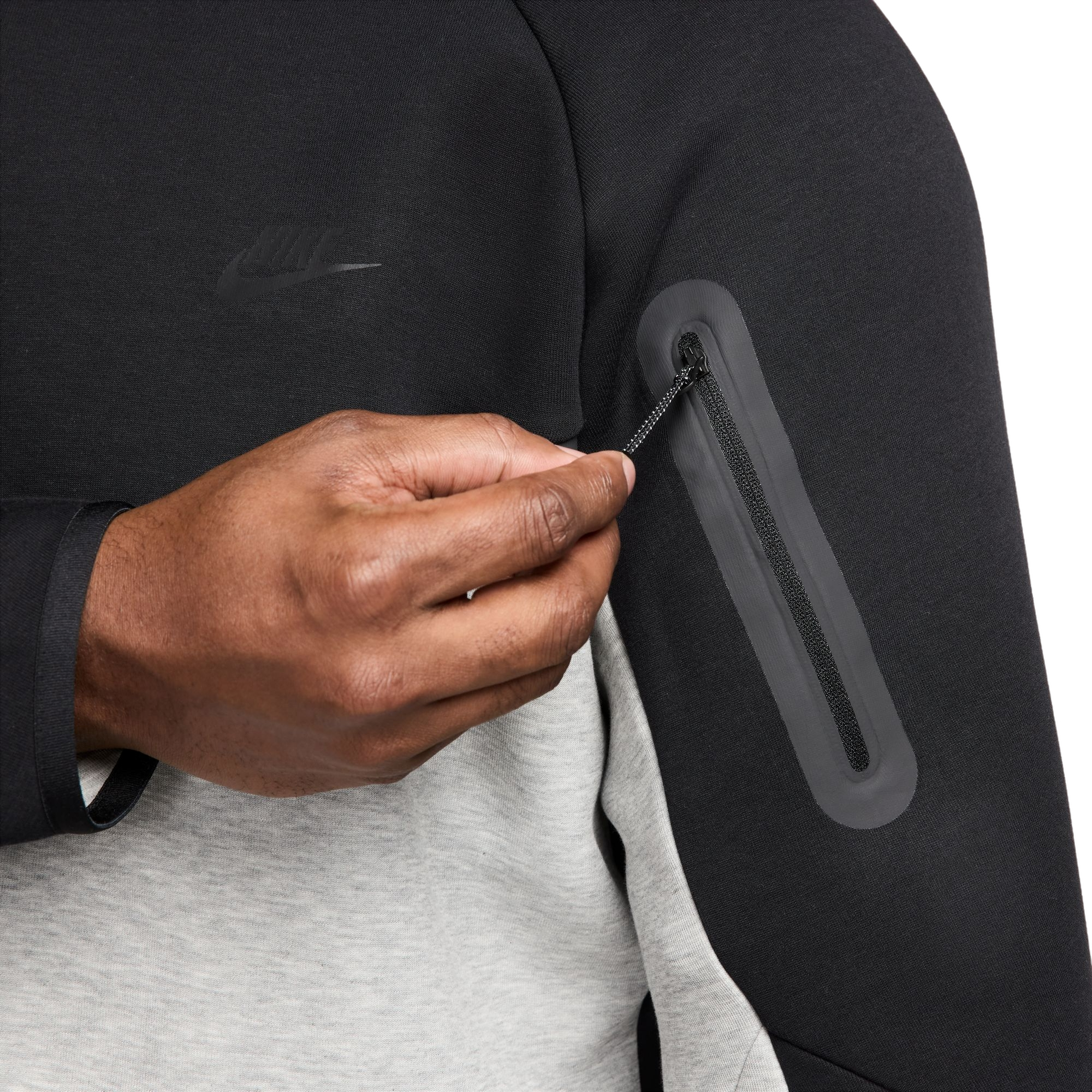 Nike Men's Tech Full-Zip Windrunner Jacket - Black/Grey - BLACK/GREY Thumbnail View 6