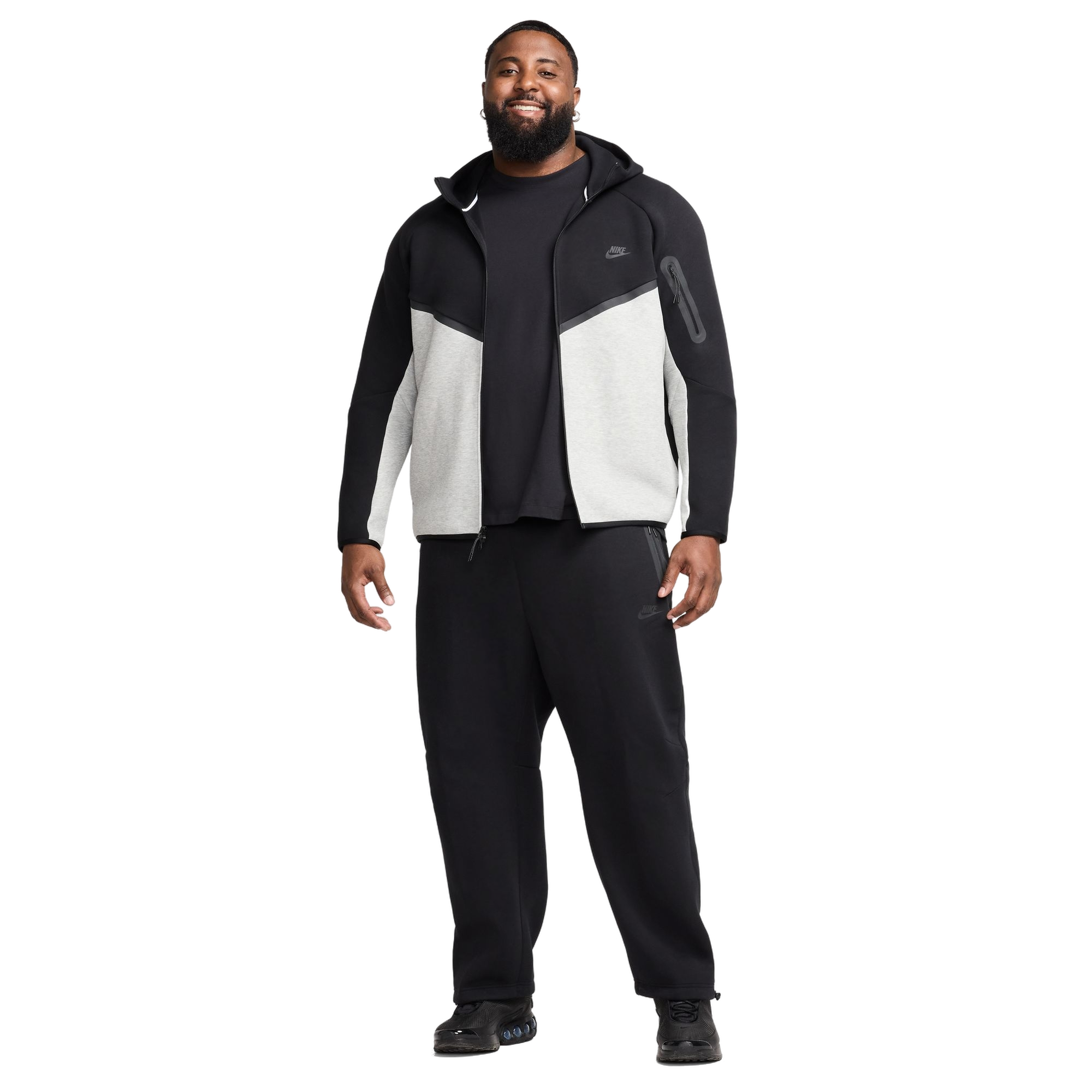Nike Men's Tech Full-Zip Windrunner Jacket-Black/Grey - BLACK/GREY Thumbnail View 7