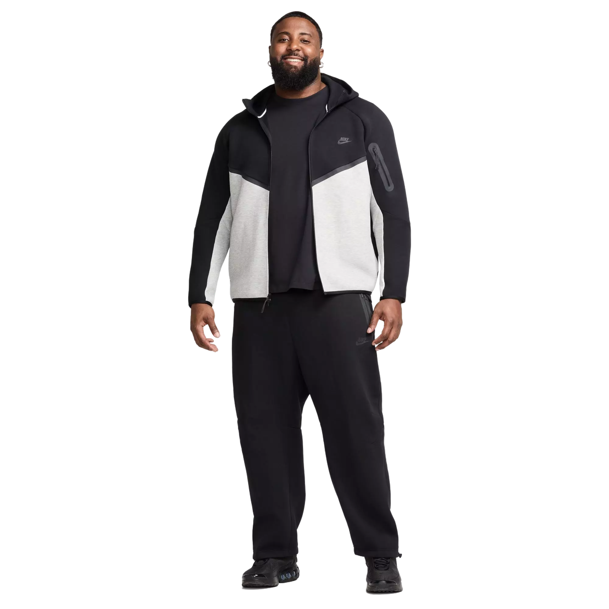 Nike Men's Tech Full-Zip Windrunner Jacket-Black/Grey - BLACK/GREY