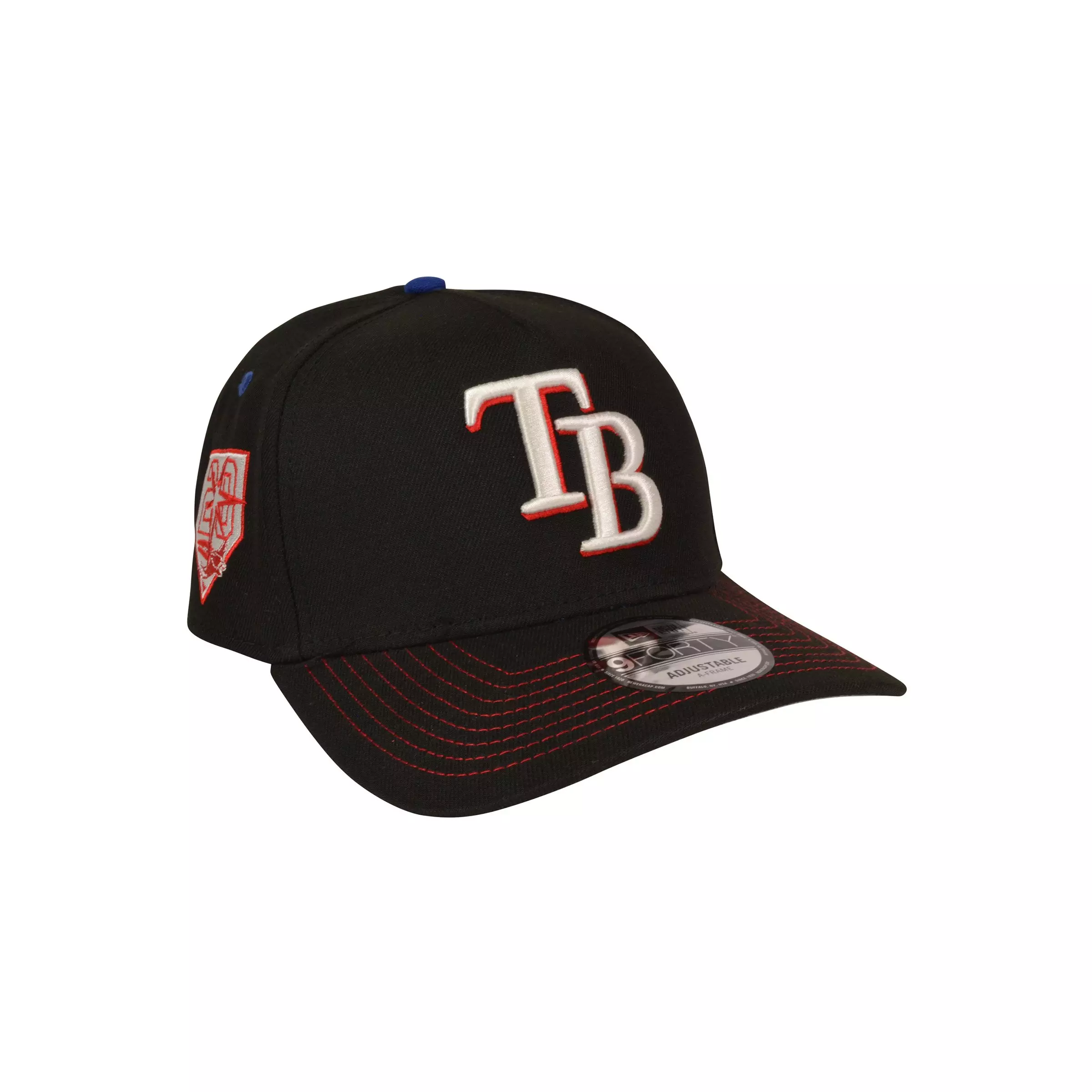 New Era Tampa Bay Rays 9FORTY A-Frame Rare Air Snapback Hat-Black/Red/Blue - BLACK/RED/BLUE
