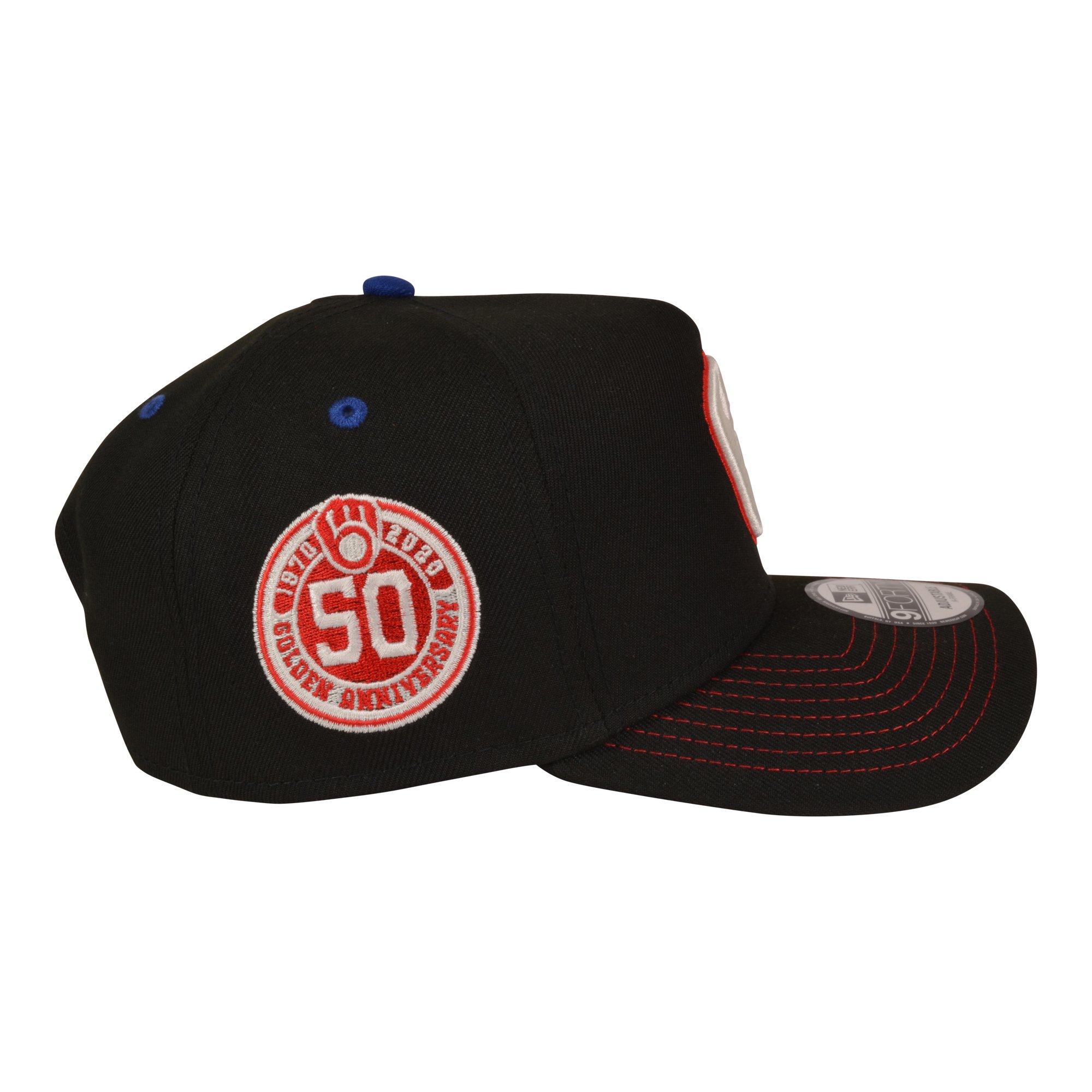 New Era Milwaukee Brewers 9FORTY A-Frame Rare Air Snapback Hat-Black/Red/Blue