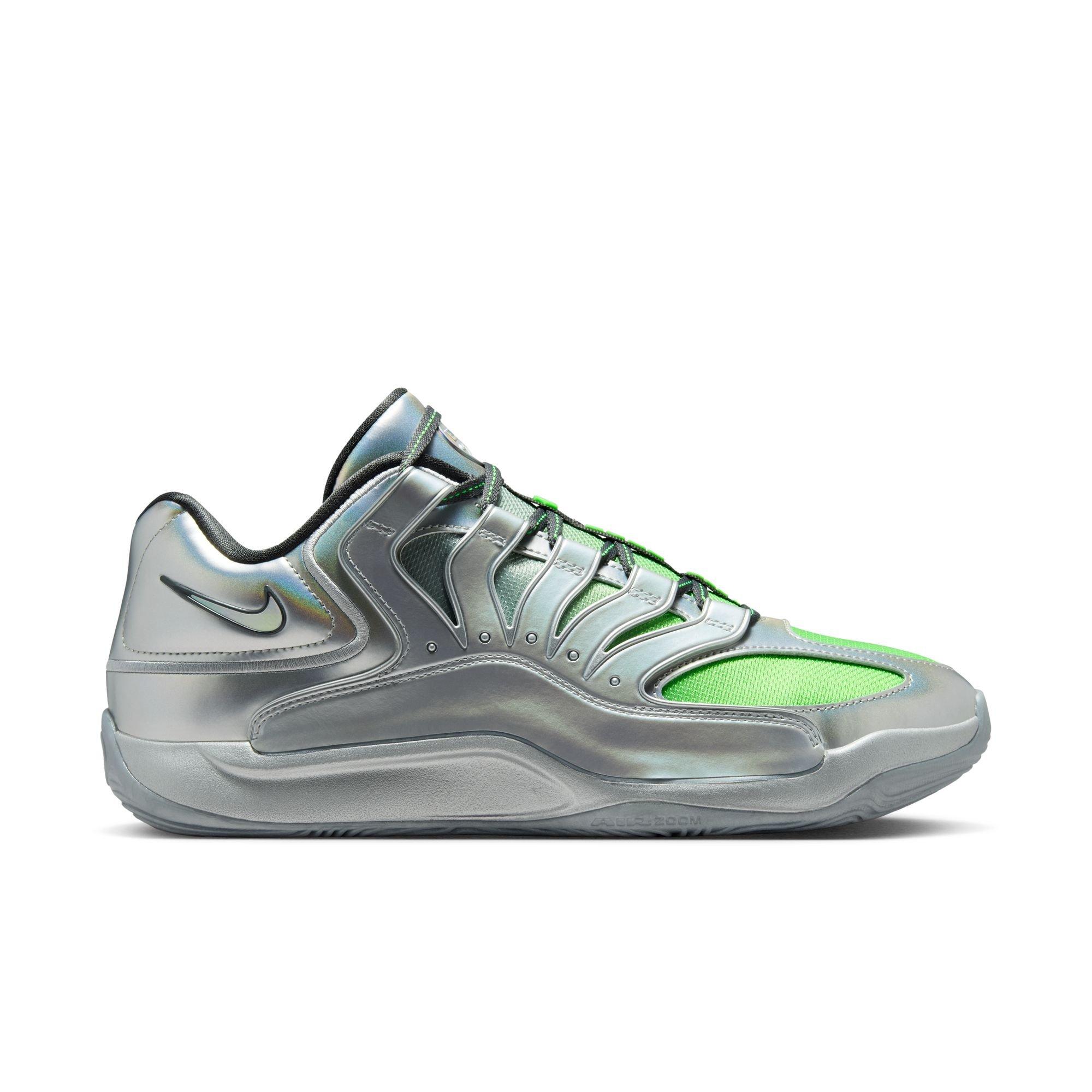 Nike KD18 "EYBL Rocket Power" Men's Basketball Shoe - METALLIC SILVER/SMOKE GREY Thumbnail View 1