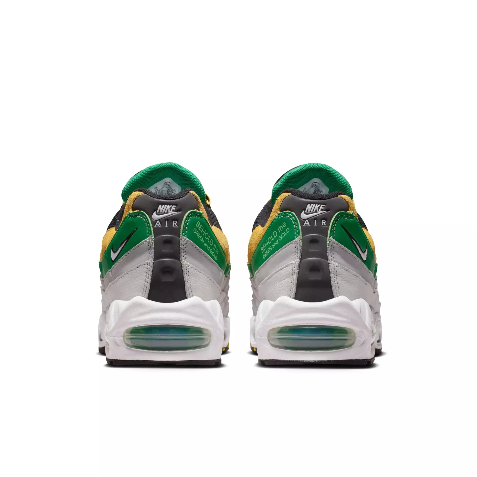Nike Norfolk State Air Max 95 "Big Bubble" Men's Shoe - WHITE/COURT GREEN/MIDWEST GOLD