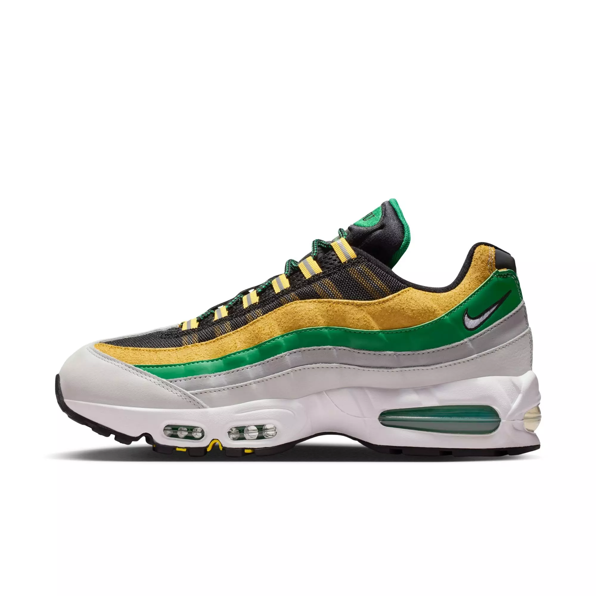 Nike Norfolk State Air Max 95 "Big Bubble" Men's Shoe - WHITE/COURT GREEN/MIDWEST GOLD
