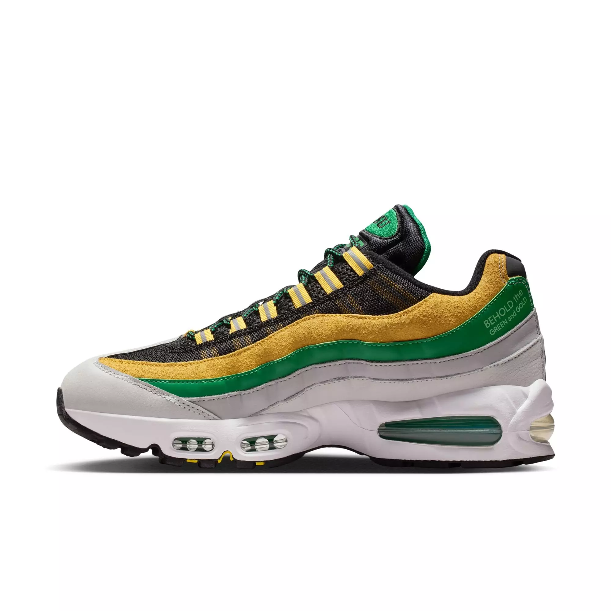Nike Norfolk State Air Max 95 "Big Bubble" Men's Shoe - WHITE/COURT GREEN/MIDWEST GOLD