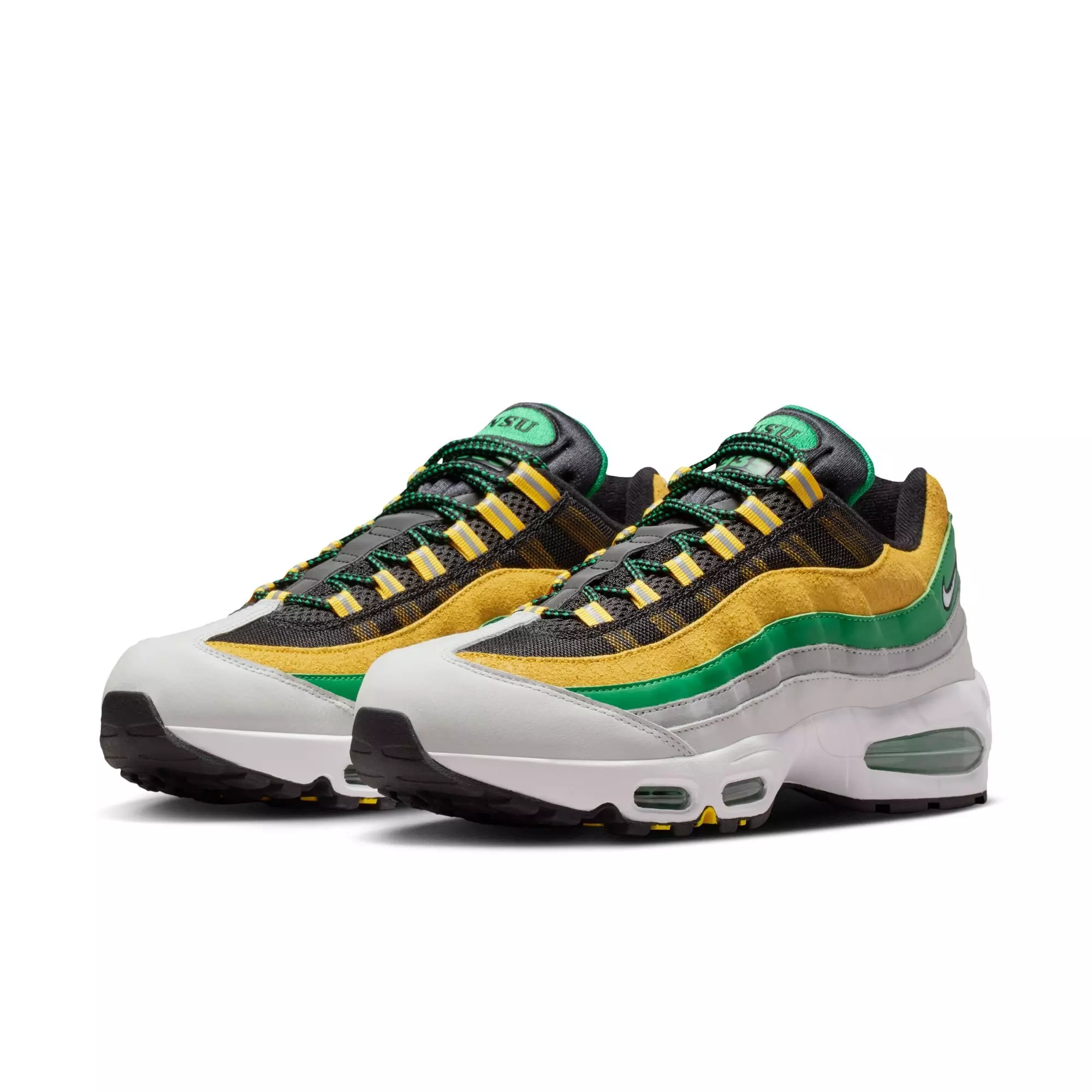 Nike Norfolk State Air Max 95 "Big Bubble" Men's Shoe - WHITE/COURT GREEN/MIDWEST GOLD