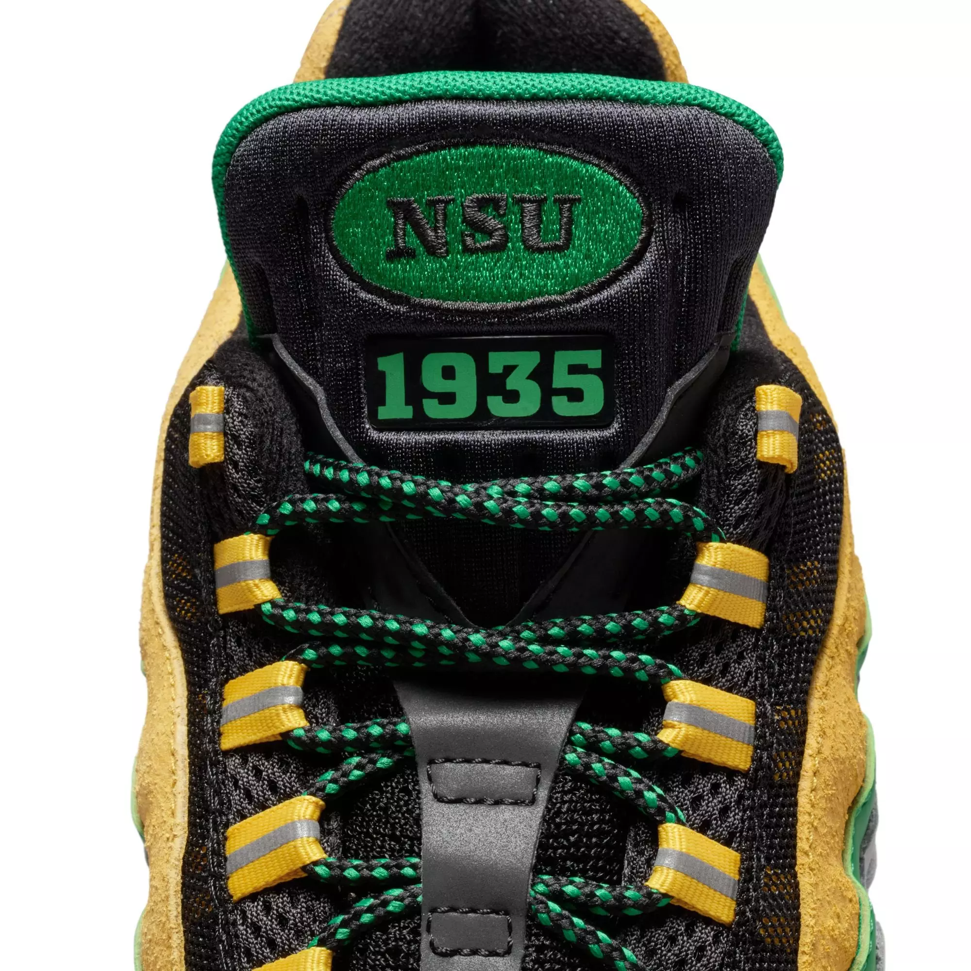 Nike Norfolk State Air Max 95 "Big Bubble" Men's Shoe - WHITE/COURT GREEN/MIDWEST GOLD