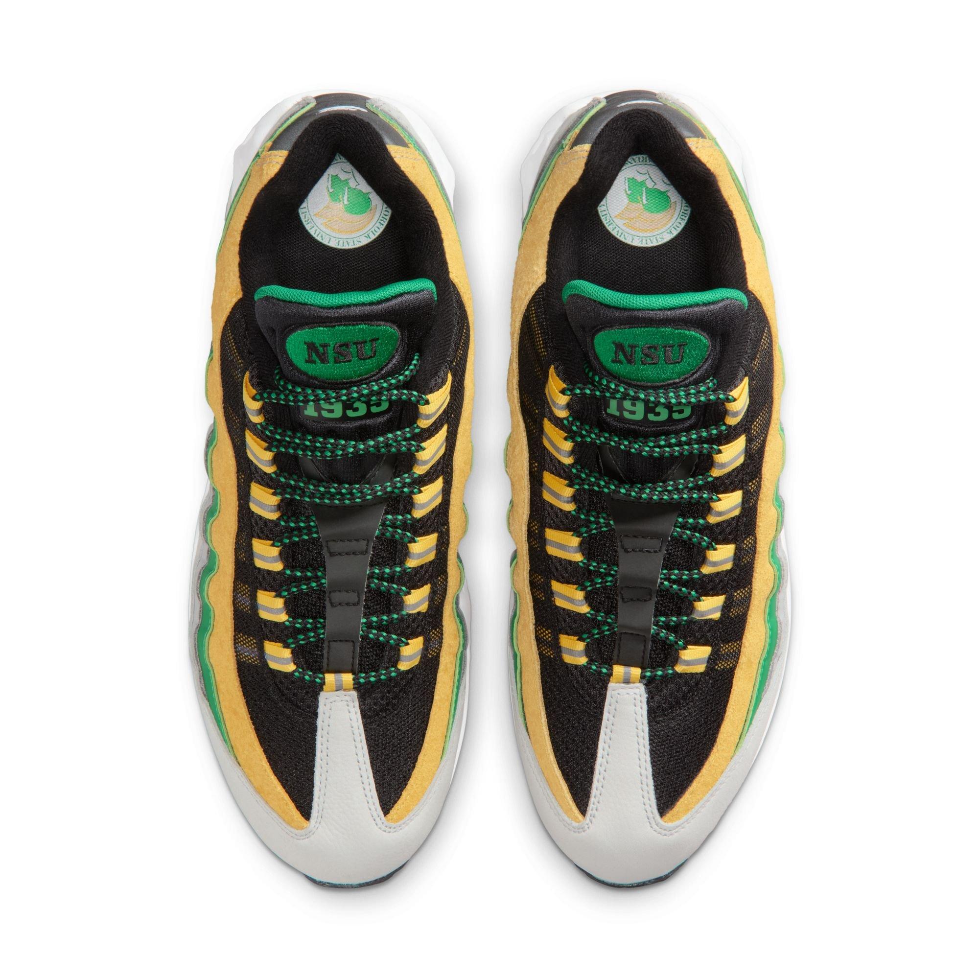 Nike Norfolk State Air Max 95 "Big Bubble" Men's Shoe - WHITE/COURT GREEN/MIDWEST GOLD Thumbnail View 10