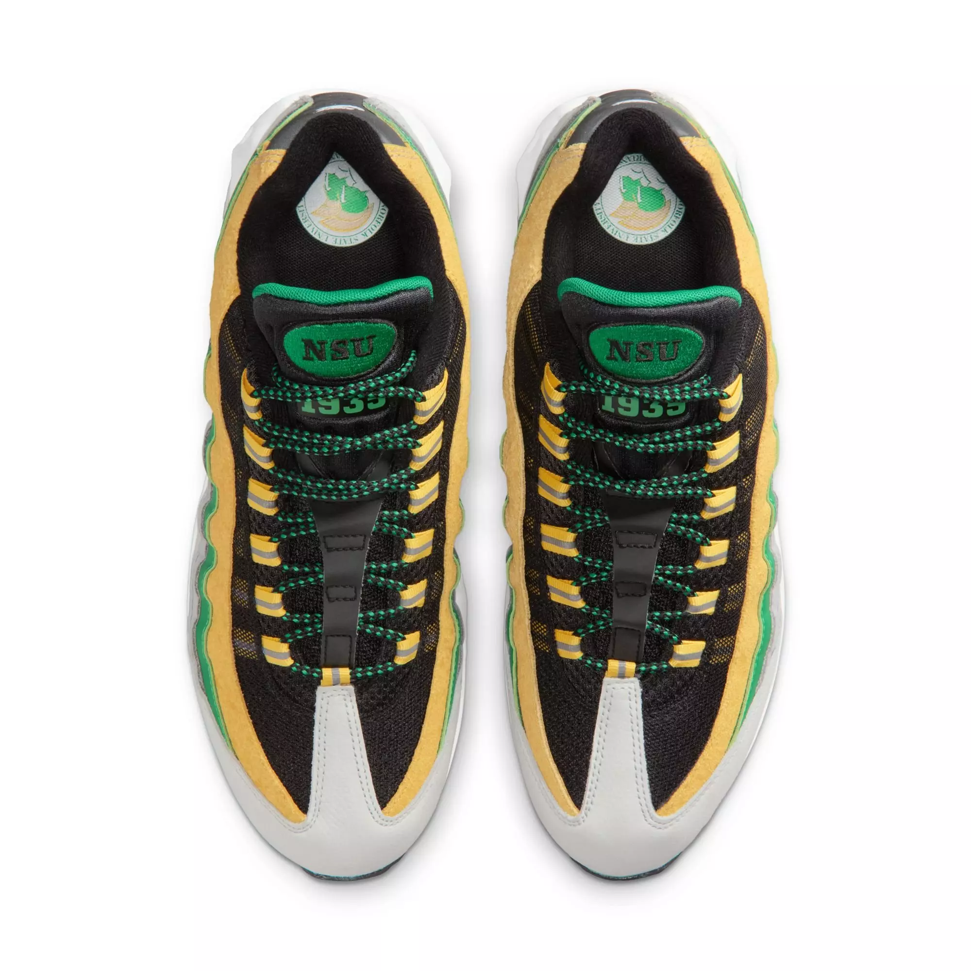Nike Norfolk State Air Max 95 "Big Bubble" Men's Shoe - WHITE/COURT GREEN/MIDWEST GOLD