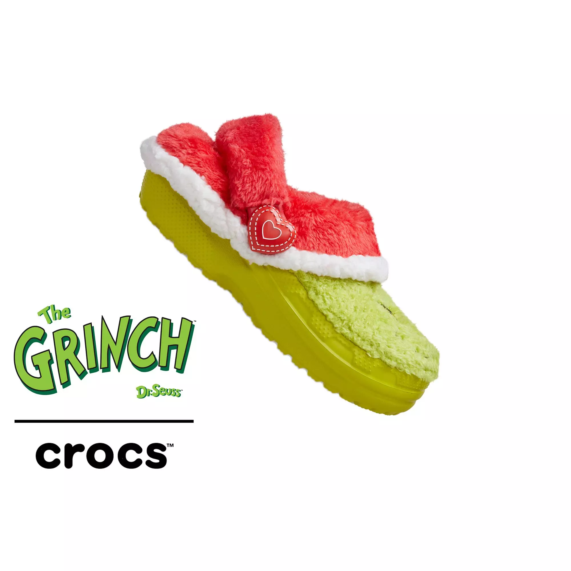 Crocs Classic Lined "The Grinch" Grade School Kids' Clog - GREEN/RED