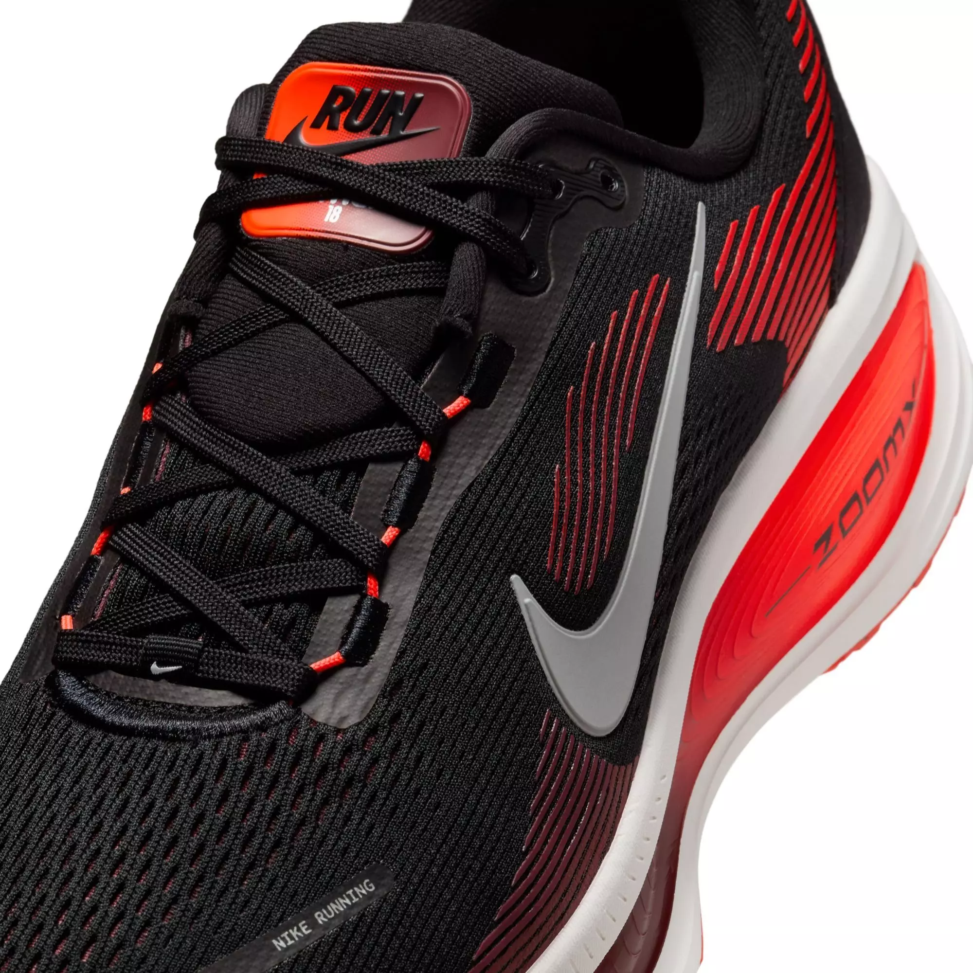 Nike Vomero 18 "Black/Metallic Silver/Bright Crimson" Men's Road Running Shoe - BLACK/WHITE/RED