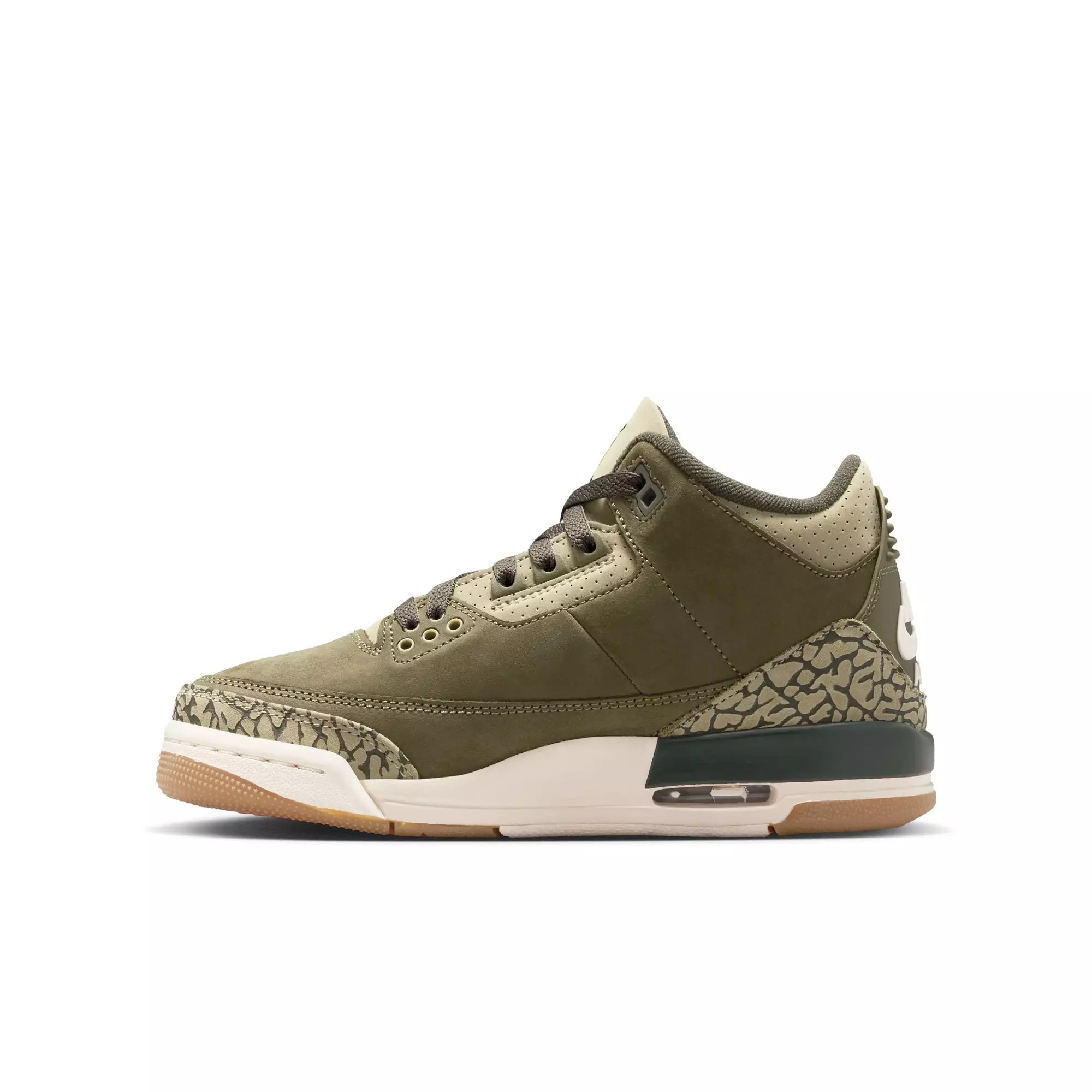 Jordan 3 Retro "Family Affair" Grade School Kids' Shoe - OLIVE/SEQUOIA/SAIL