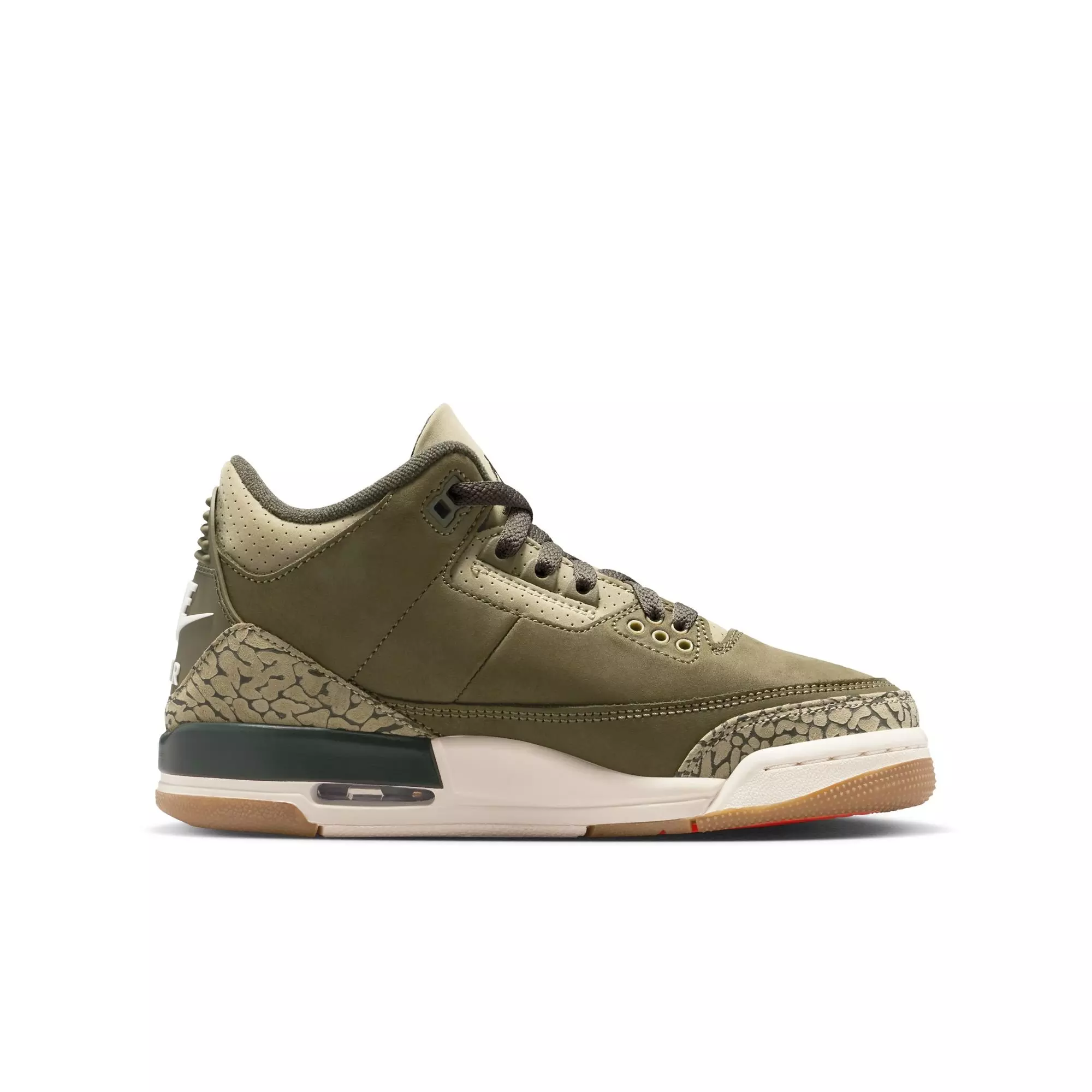 Jordan 3 Retro "Family Affair" Grade School Kids' Shoe - OLIVE/SEQUOIA/SAIL