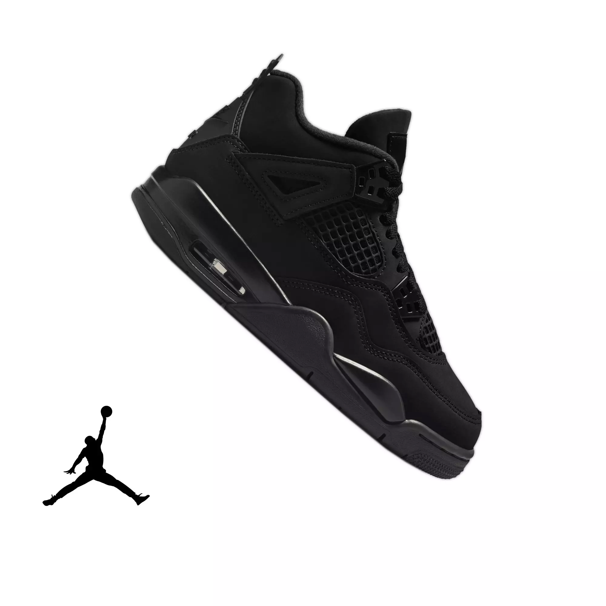 Jordan 4 Retro "Black Cat" Grade School Kids' Shoe - BLACK
