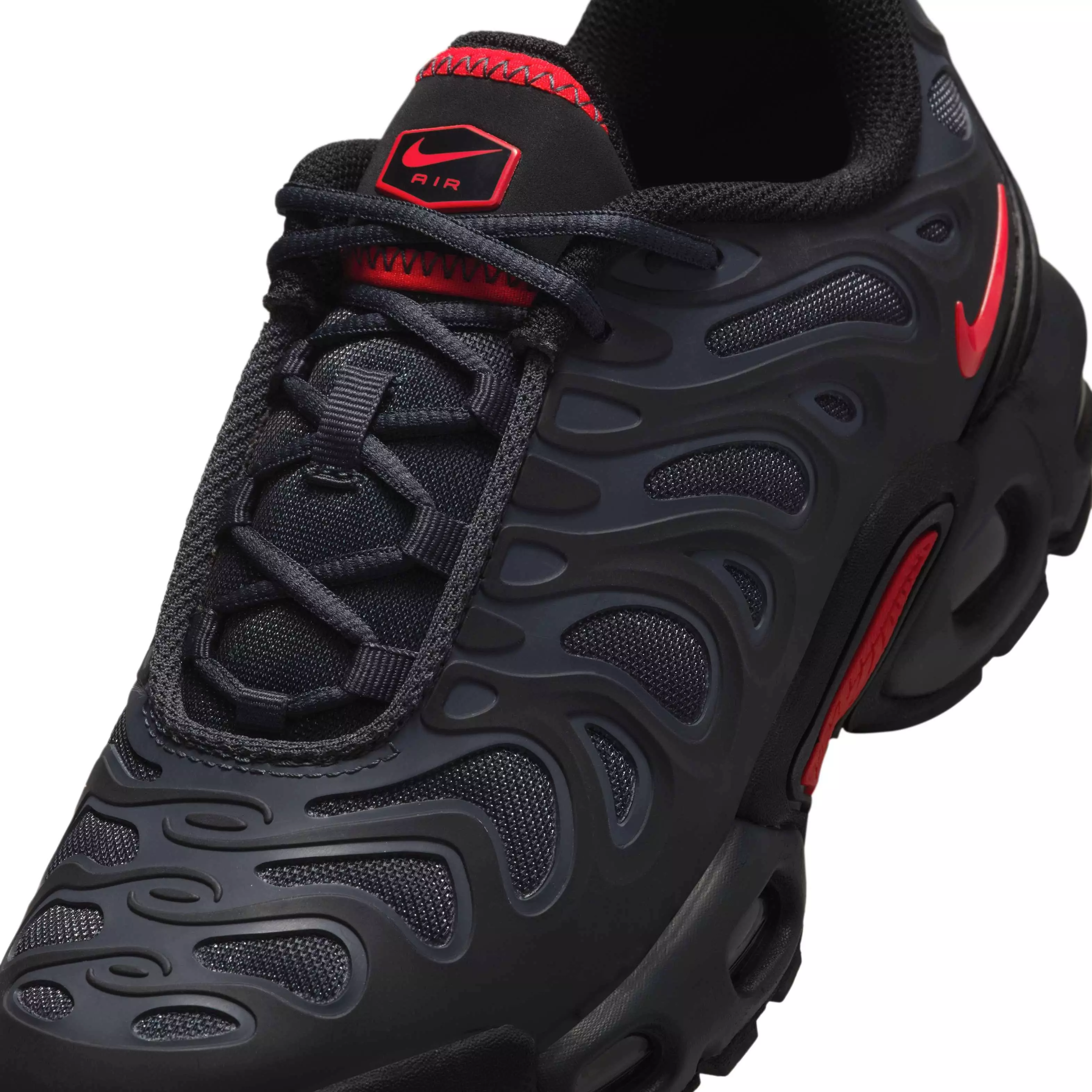 Nike Air Max Plus Drift "Black/Dark Smoke Grey/University Red" Grade School Boys' Shoe - BLACK/DK GREY/RED