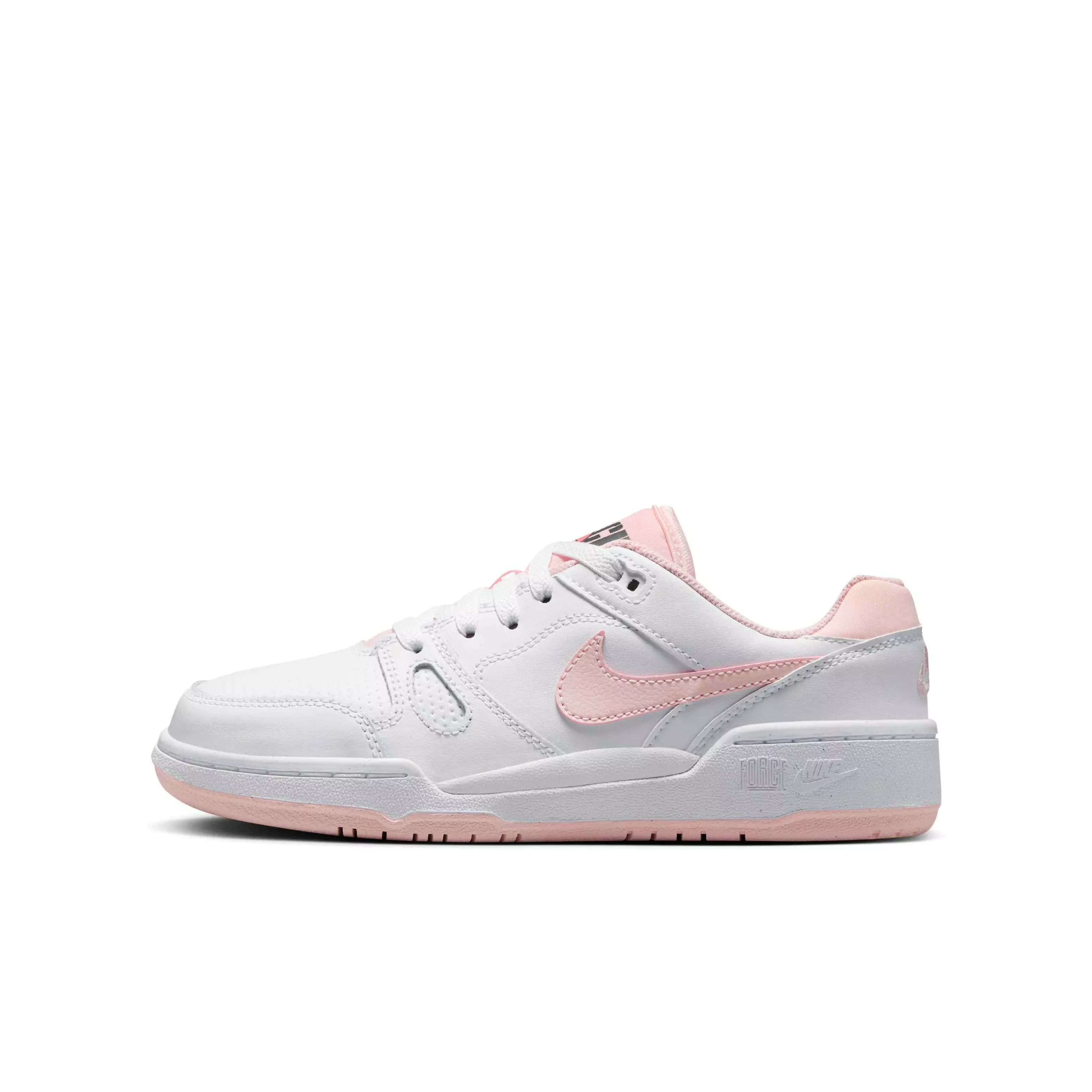 Nike Full Force Low "White/Bright Mango/Black/Echo Pink" Grade School Girls' Shoe - WHITE/MANGO/BLACK/PINK