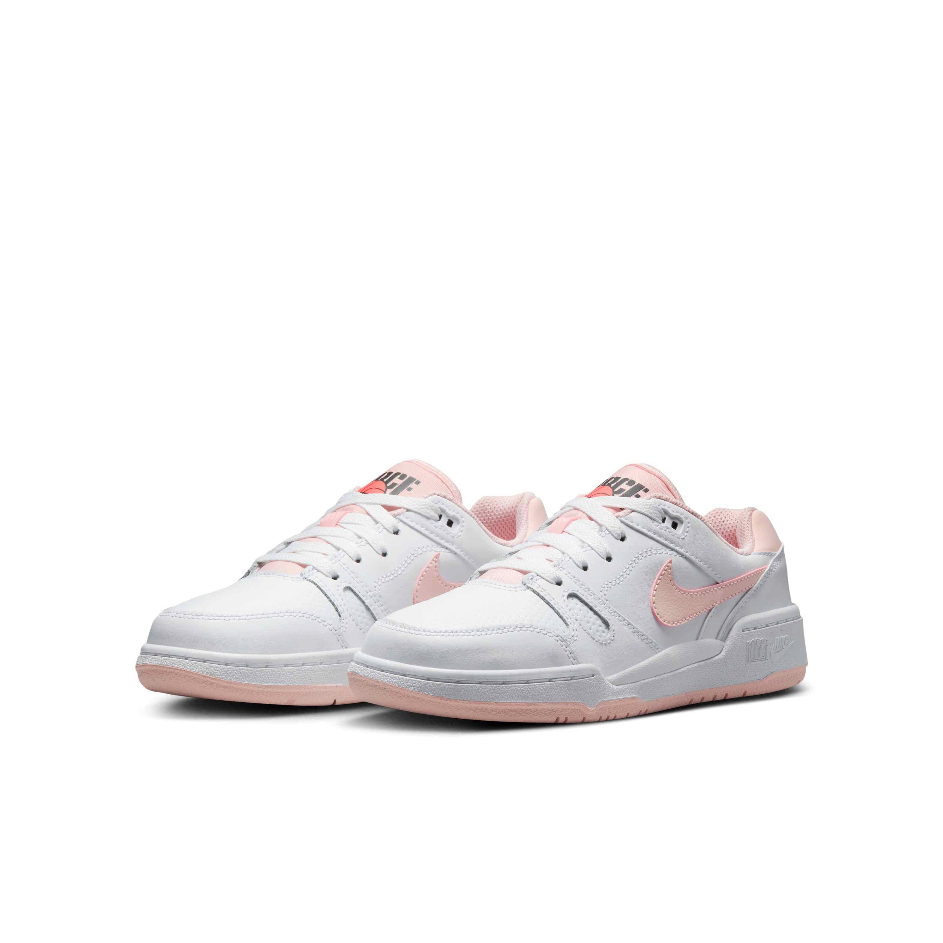Nike Full Force Low Grade School Girls' "White/Bright Mango/Black/Echo Pink" Shoe