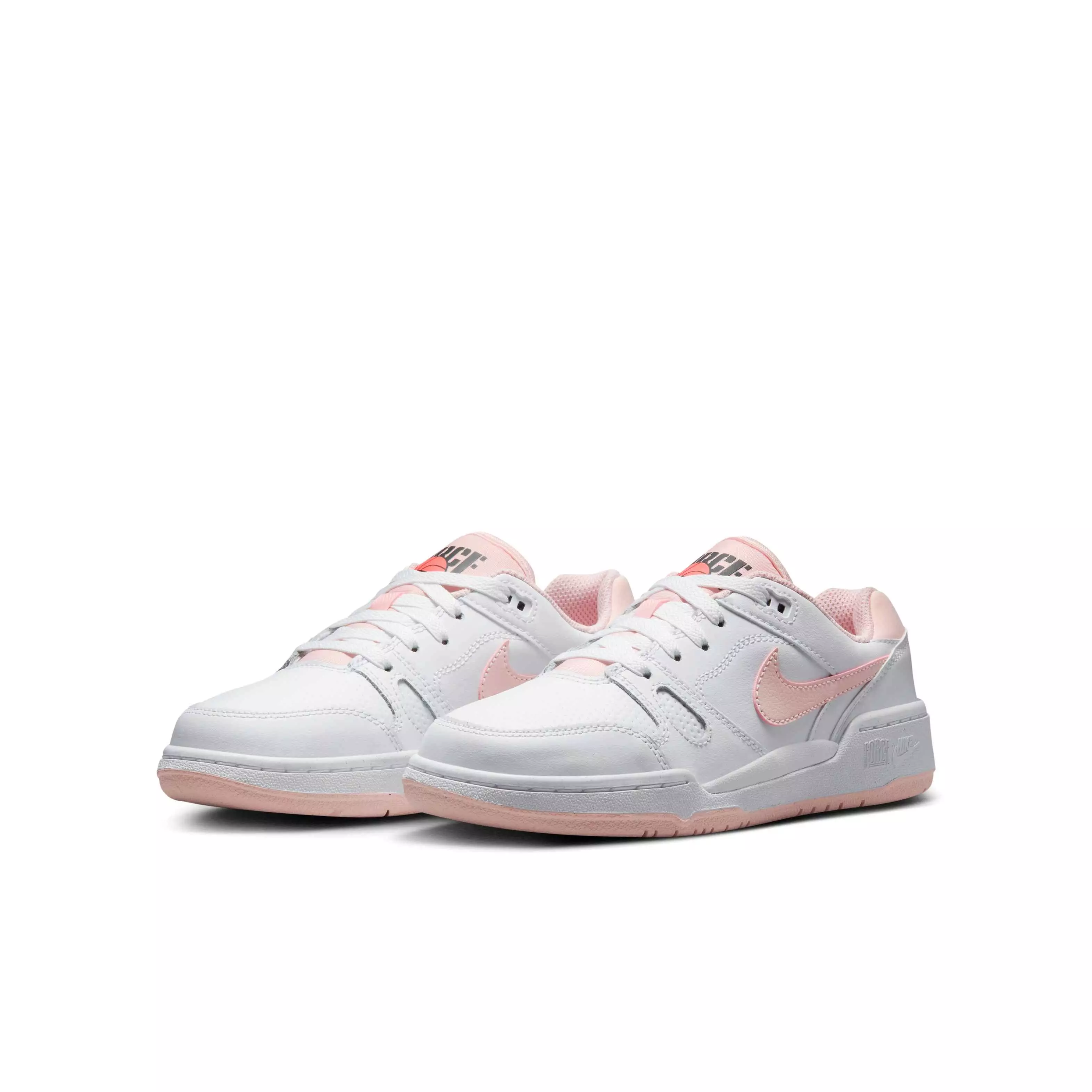 Nike Full Force Low "White/Bright Mango/Black/Echo Pink" Grade School Girls' Shoe - WHITE/MANGO/BLACK/PINK