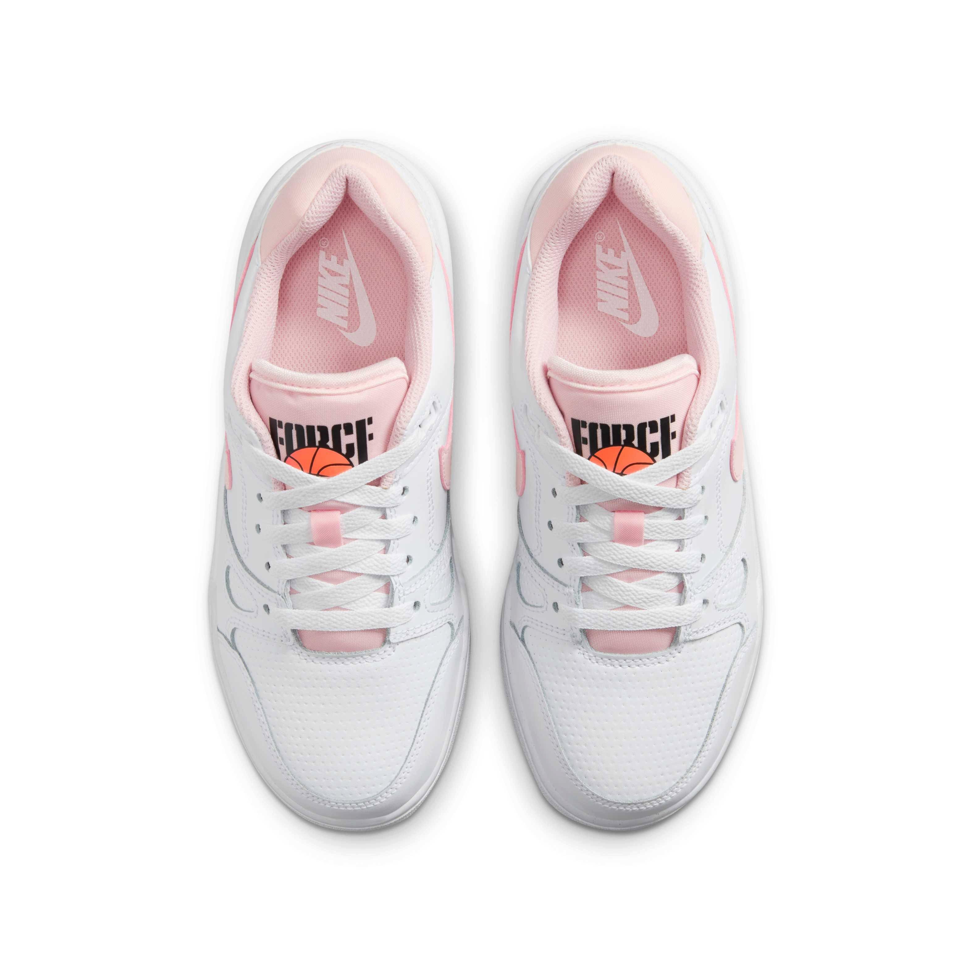 Nike Full Force Low Grade School Girls' "White/Bright Mango/Black/Echo Pink" Shoe