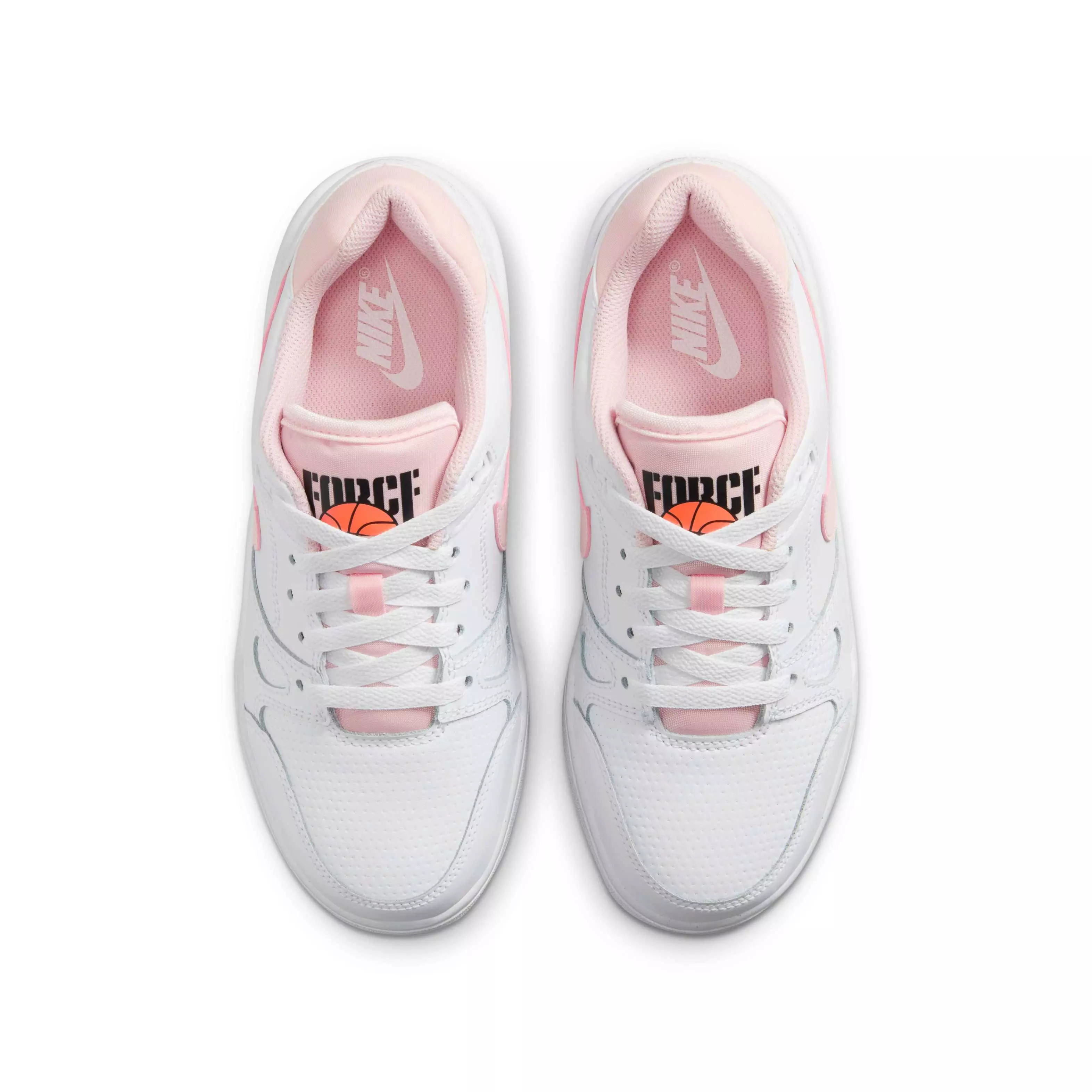 Nike Full Force Low "White/Bright Mango/Black/Echo Pink" Grade School Girls' Shoe - WHITE/MANGO/BLACK/PINK