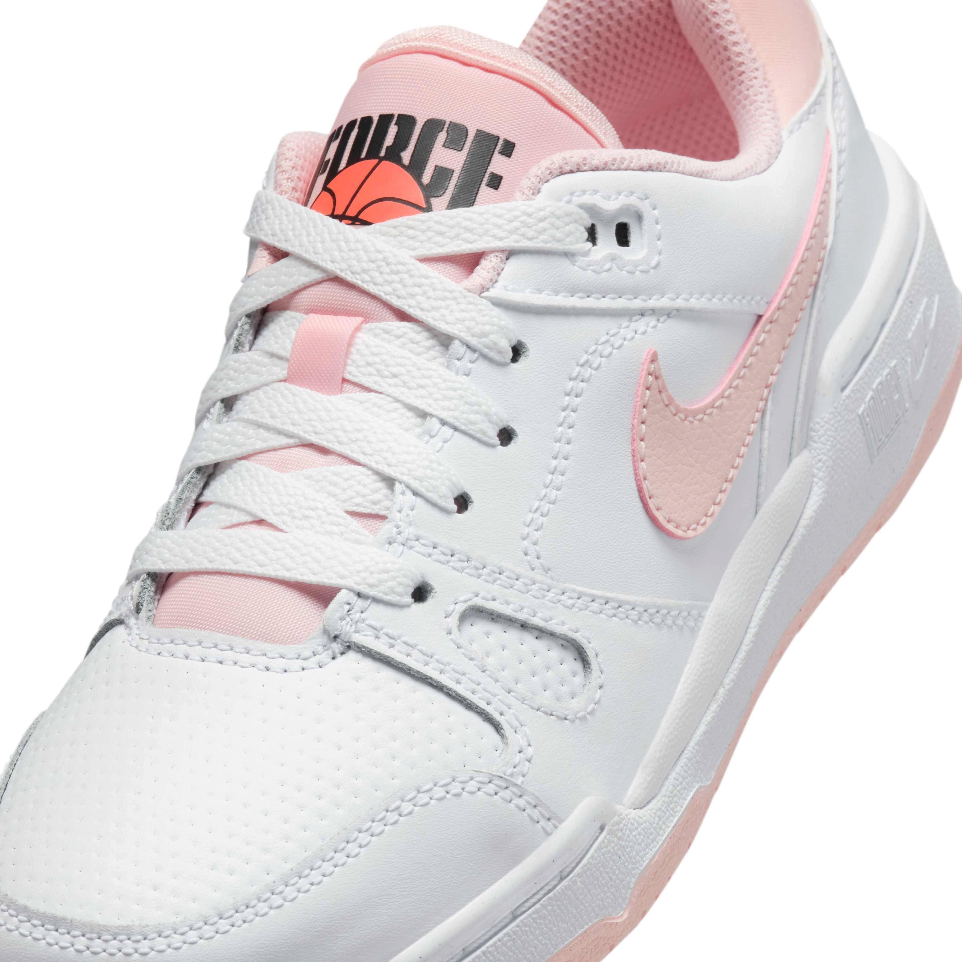 Nike Full Force Low Grade School Girls' "White/Bright Mango/Black/Echo Pink" Shoe