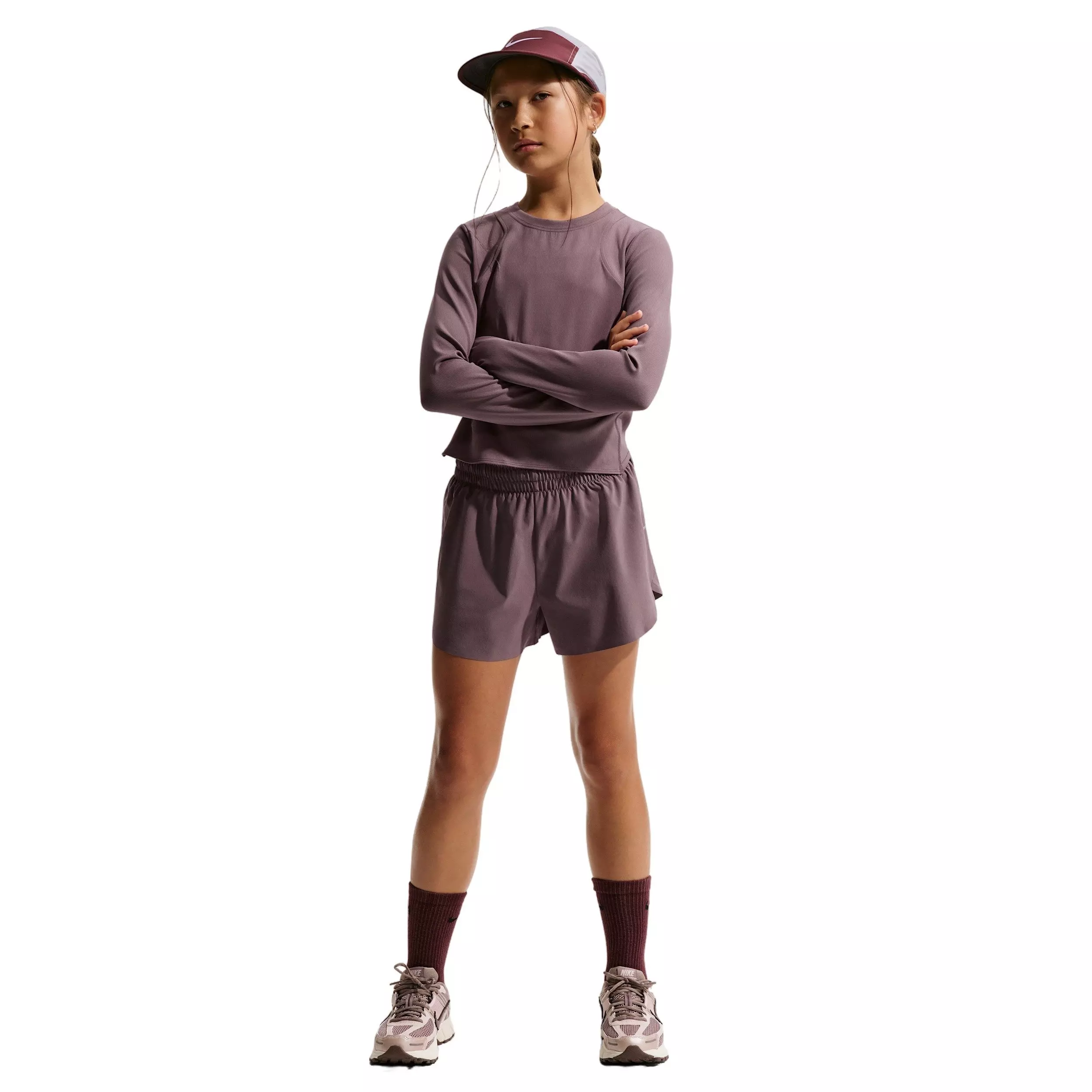 Nike Big Girls' MAVN Dri-FIT 3" Mid-Rise Repel Running Shorts -Tattoo Purple - TATTOO PURPLE