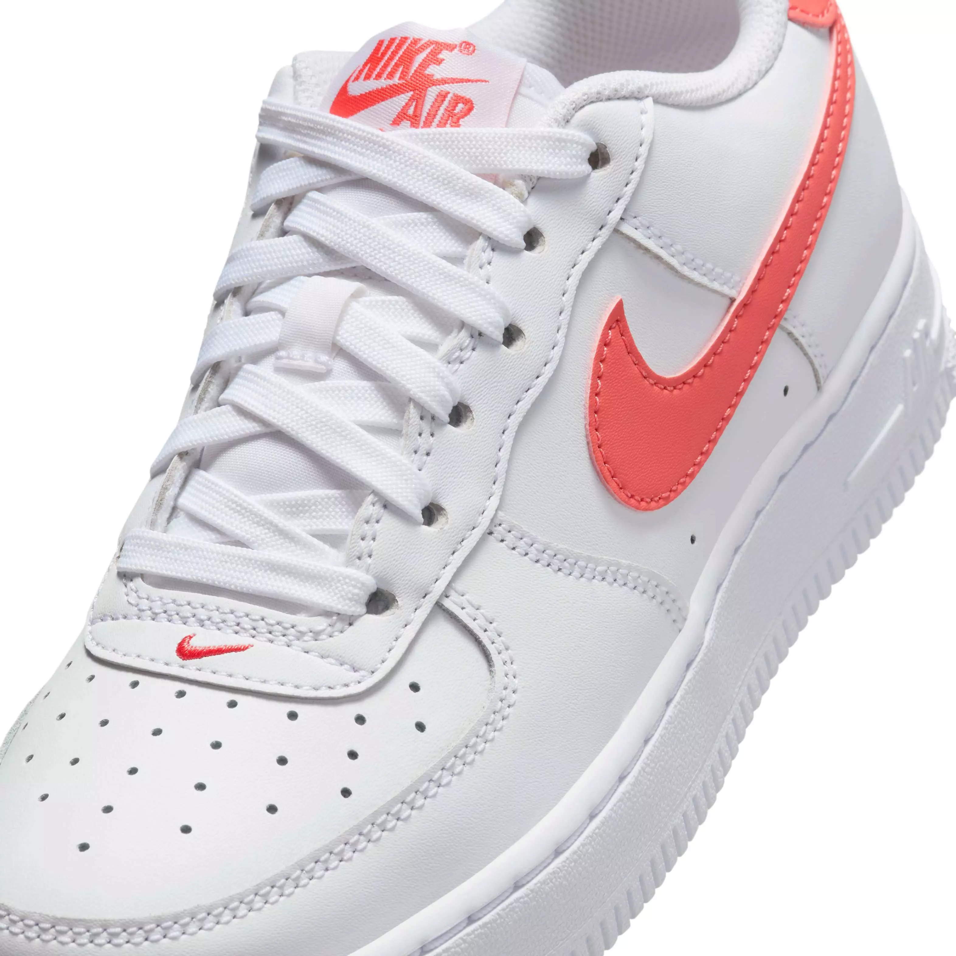 Nike Air Force 1 "White/Magic Ember" Grade School Girls' Shoe - WHITE/EMBER