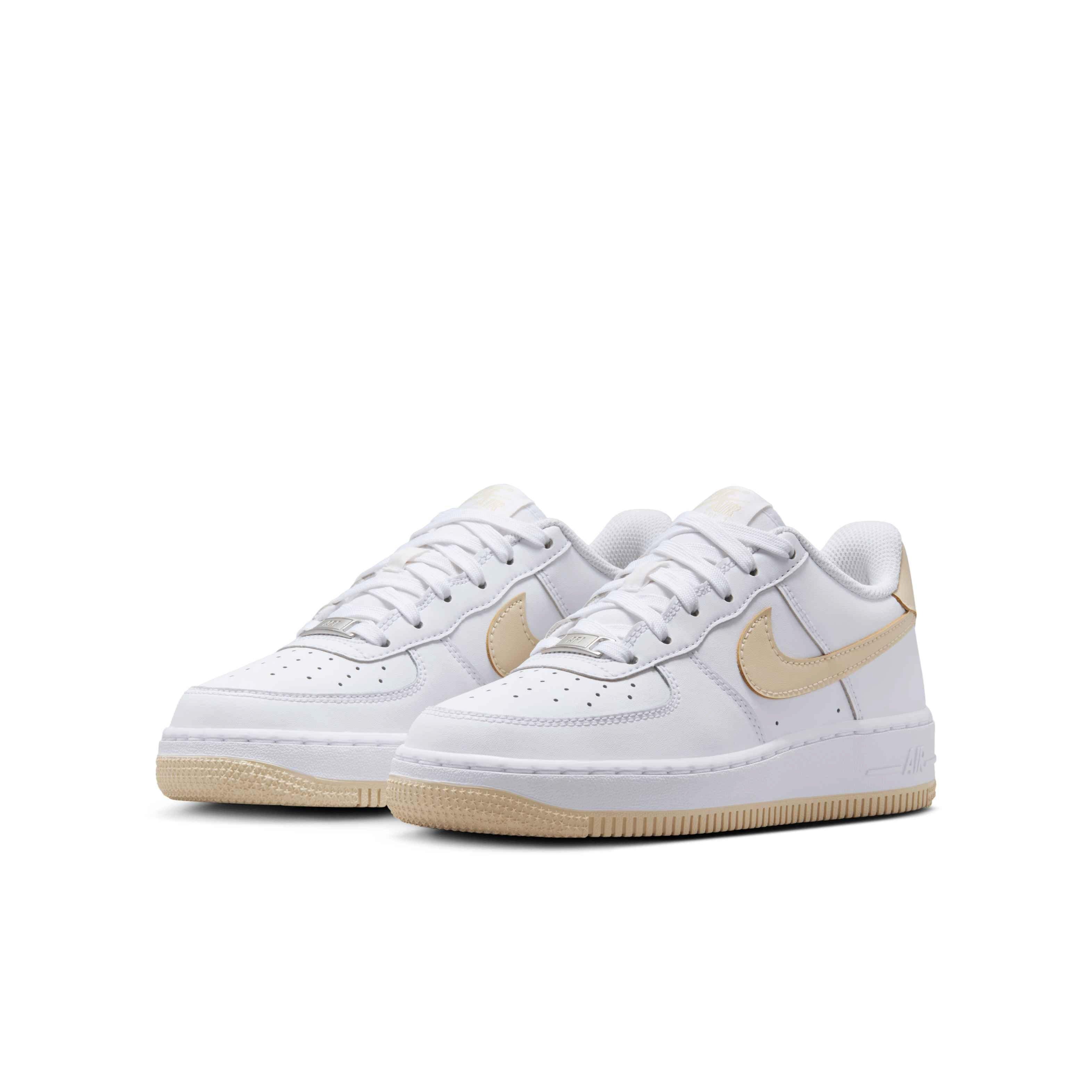 Nike Air Force 1 Grade School Boys' "White/White/Light Khaki" Shoe