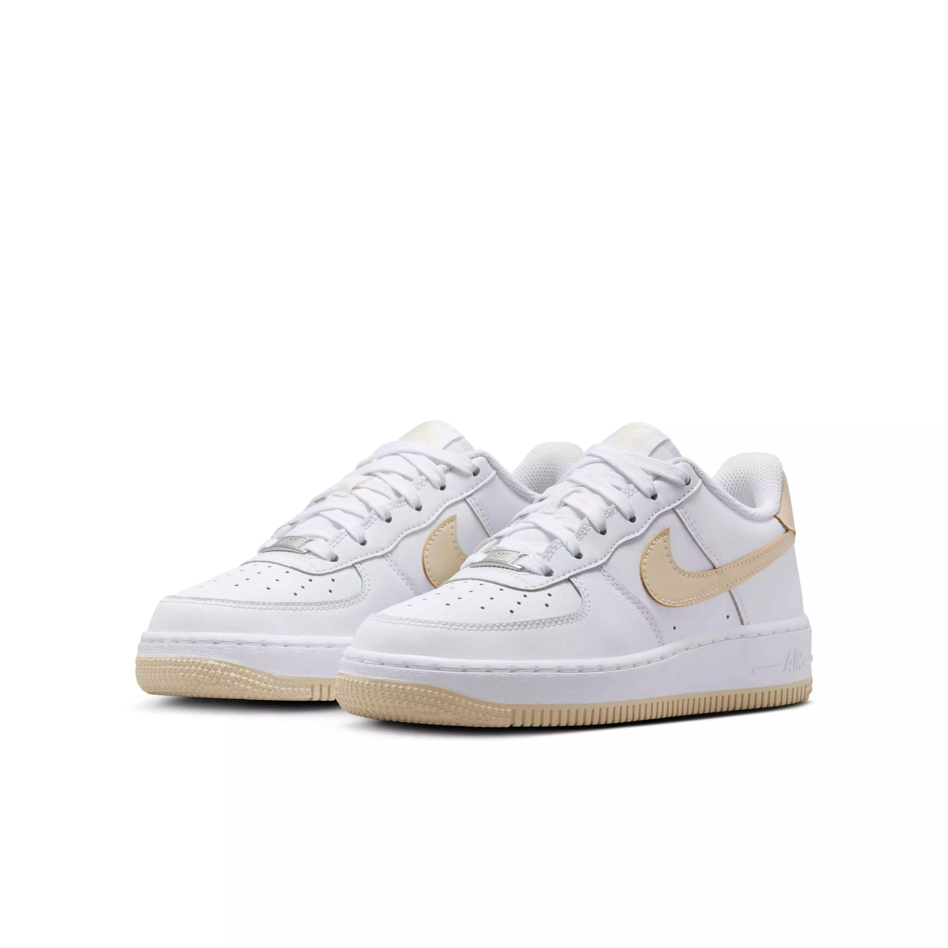 Nike Air Force 1 "White/White/Light Khaki" Grade School Boys' Shoe - WHITE/WHITE/LT KHAKI