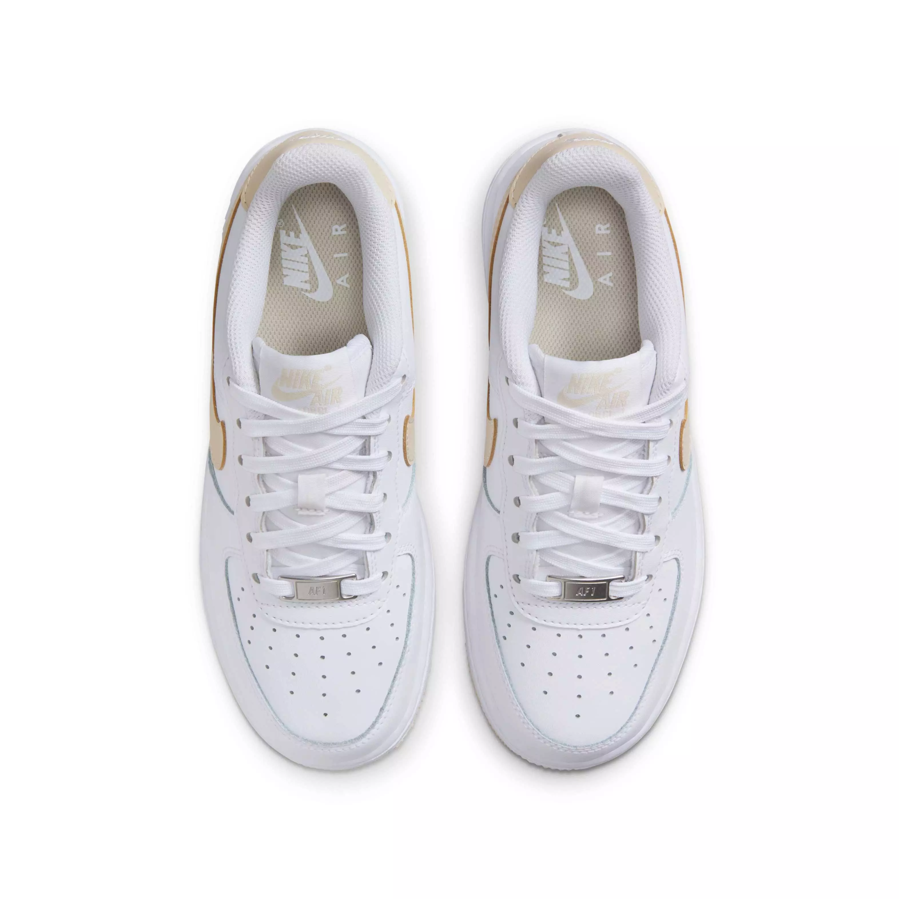 Nike Air Force 1 "White/White/Light Khaki" Grade School Boys' Shoe - WHITE/WHITE/LT KHAKI
