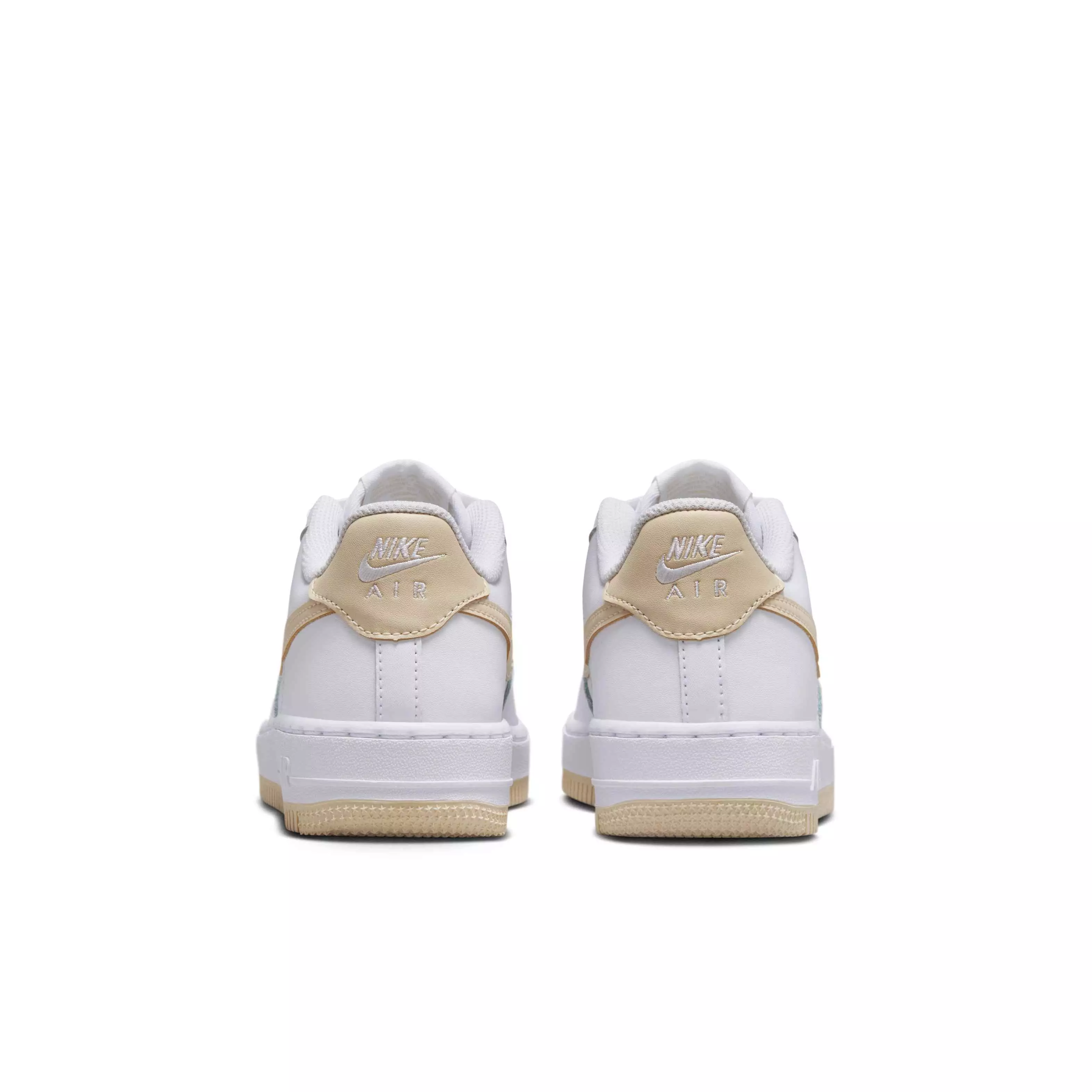 Nike Air Force 1 "White/White/Light Khaki" Grade School Boys' Shoe - WHITE/WHITE/LT KHAKI