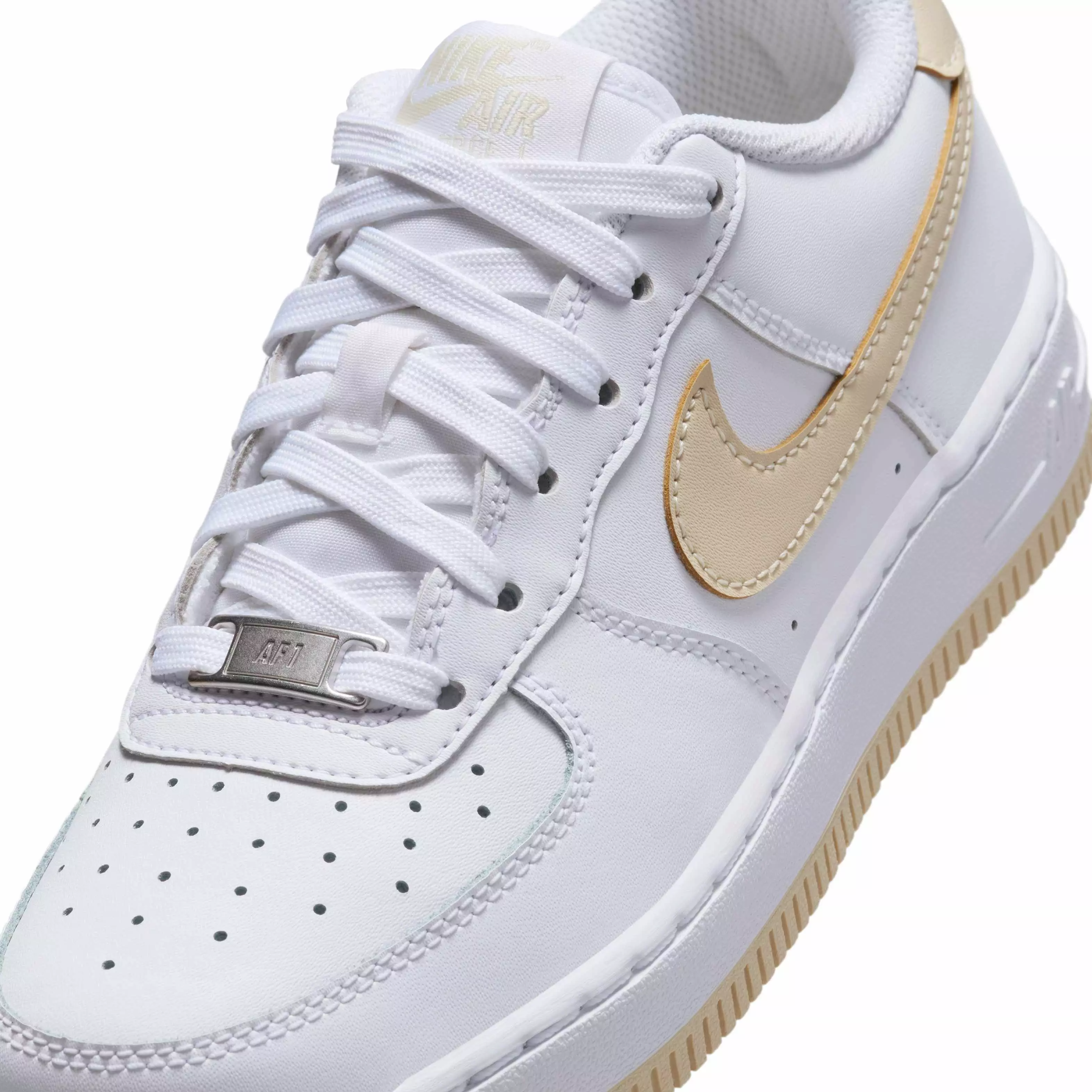 Nike Air Force 1 "White/White/Light Khaki" Grade School Boys' Shoe - WHITE/WHITE/LT KHAKI